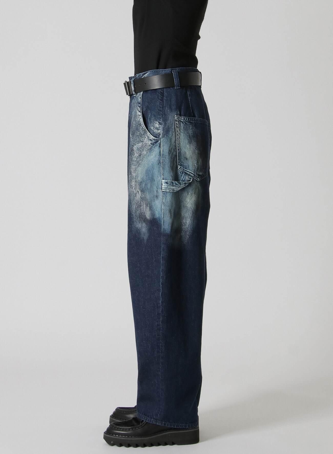 DENIM SINGLE-PLEATED WIDE LEG PANTS(XS Indigo): Y's｜THE SHOP