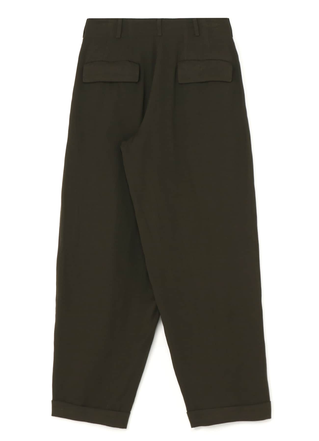 GARMENT-DYED CELLULOSE TWILL DOUBLE PLEATED CUFFED HEM PANTS(XS 