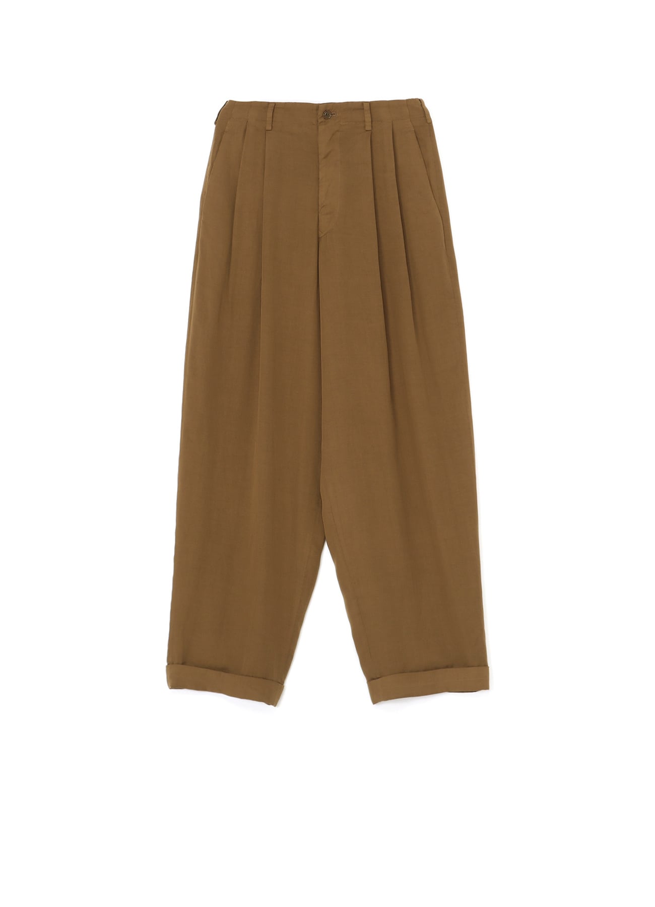 GARMENT-DYED CELLULOSE TWILL DOUBLE PLEATED CUFFED HEM PANTS