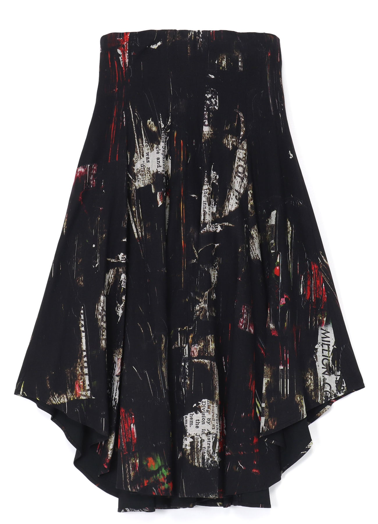 OIL PAINT PRINT LACE-UP DETAIL RAYON SKIRT