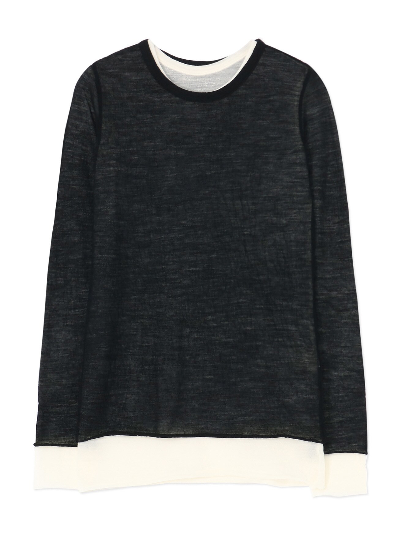 LAYERED ROUND NECK LONG SLEEVE T-SHIRT(S Black): Y's｜THE SHOP