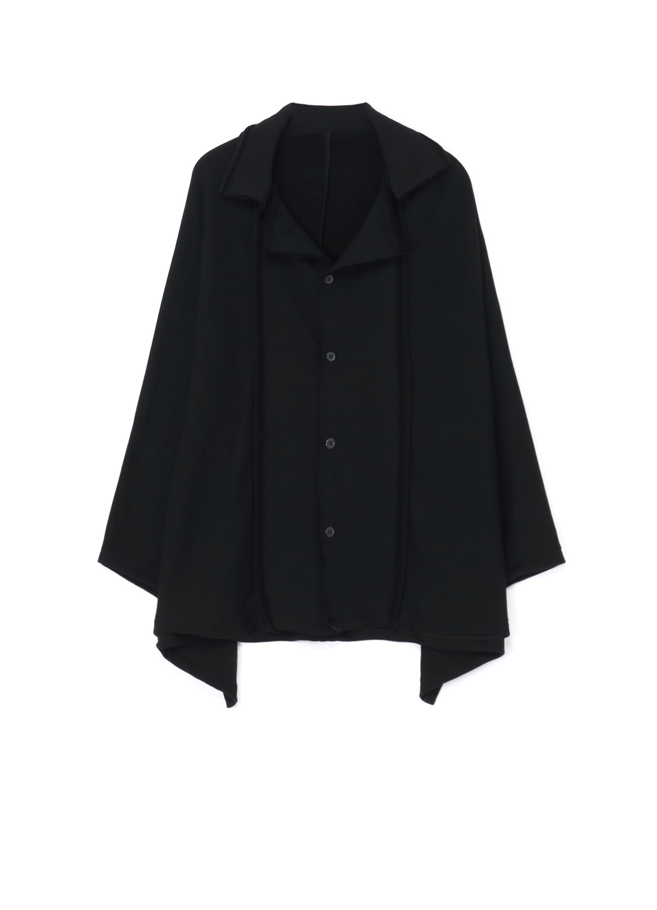 FRENCH TERRY CLOTH PONCHO WITH BUTTON-UP CLOSURE