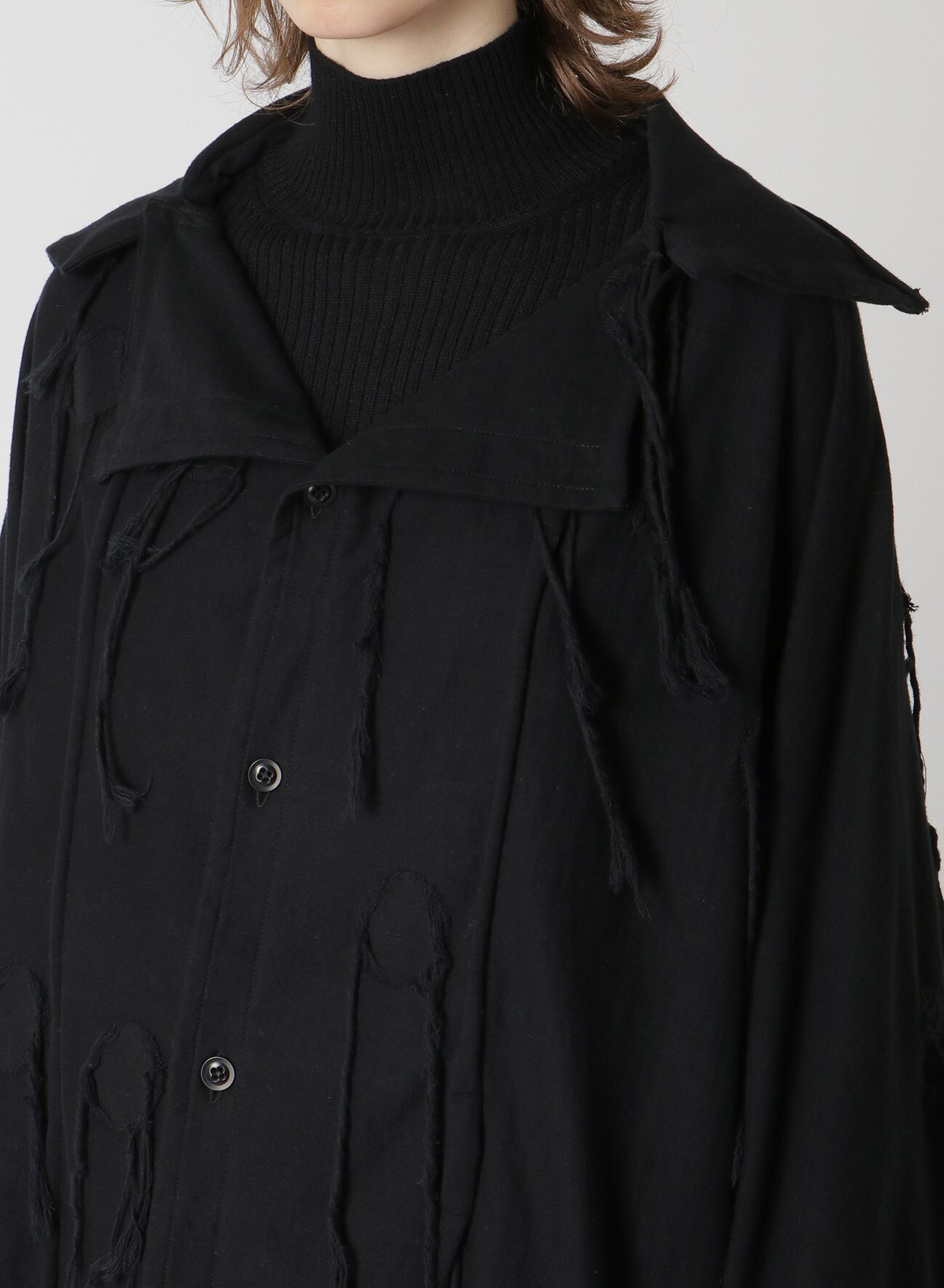 BUTTON-UP PONCHO(S Black): Y's｜THE SHOP YOHJI YAMAMOTO