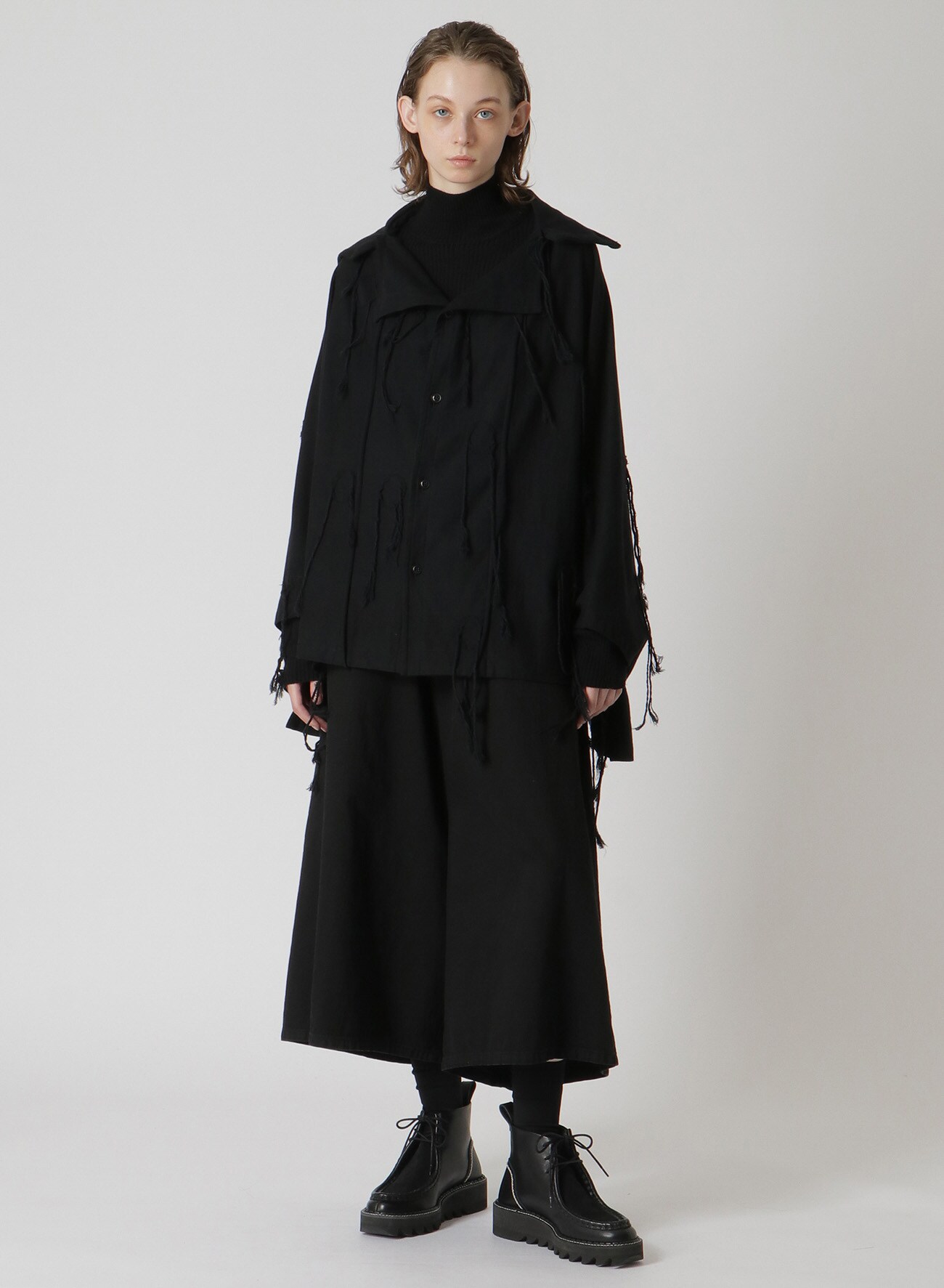 BUTTON-UP PONCHO(S Black): Y's｜THE SHOP YOHJI YAMAMOTO