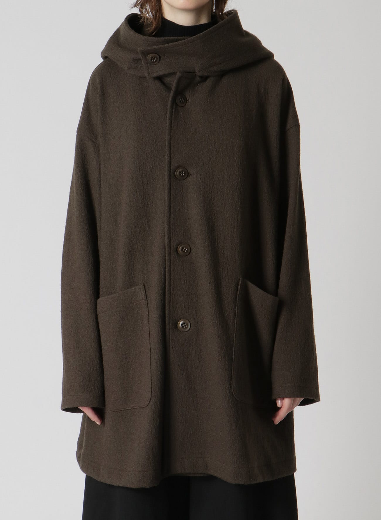 WOOL JERSEY HOODED COAT(S Khaki): Y's｜THE SHOP YOHJI YAMAMOTO