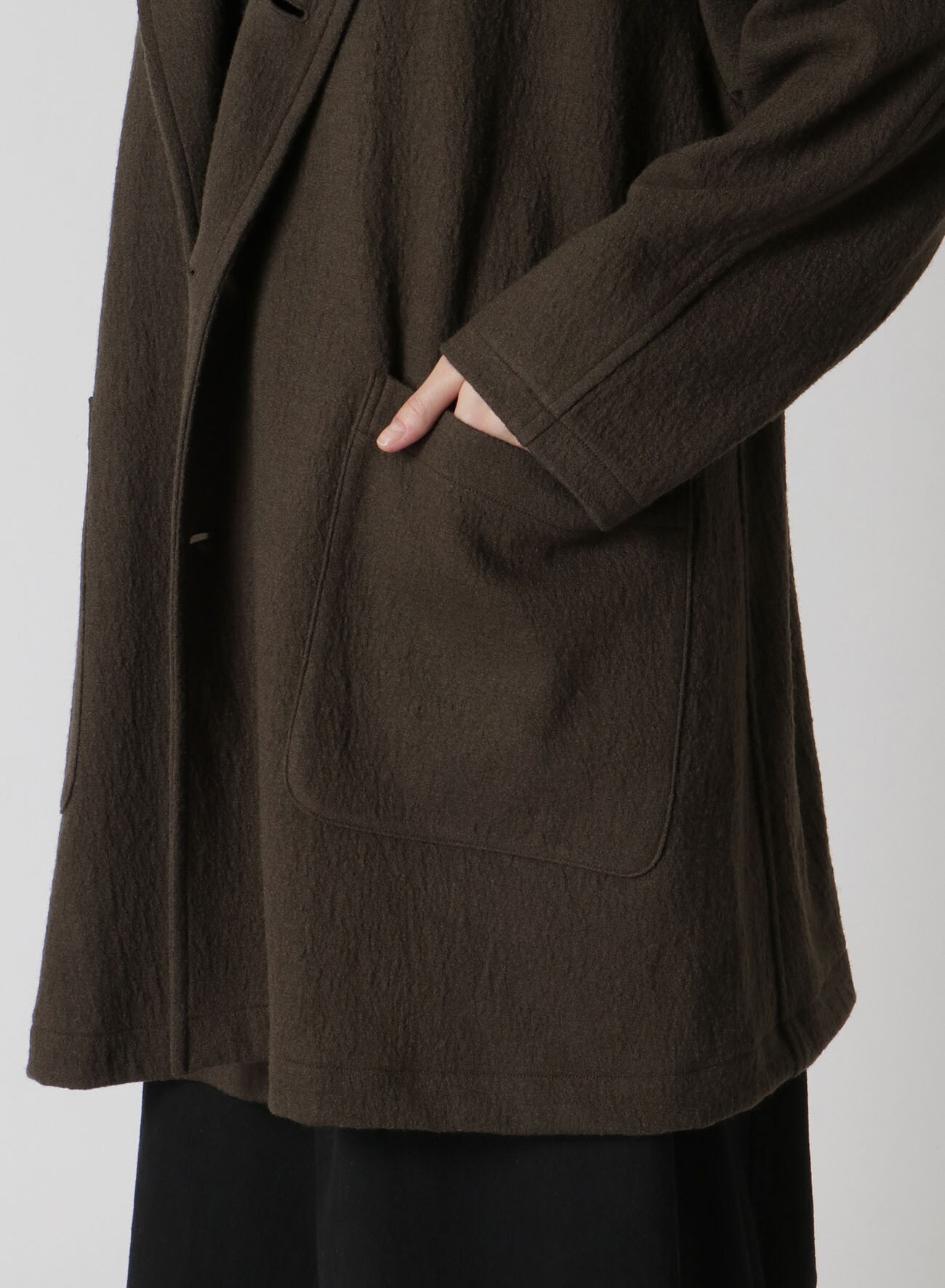 WOOL JERSEY HOODED COAT(S Khaki): Y's｜THE SHOP YOHJI YAMAMOTO