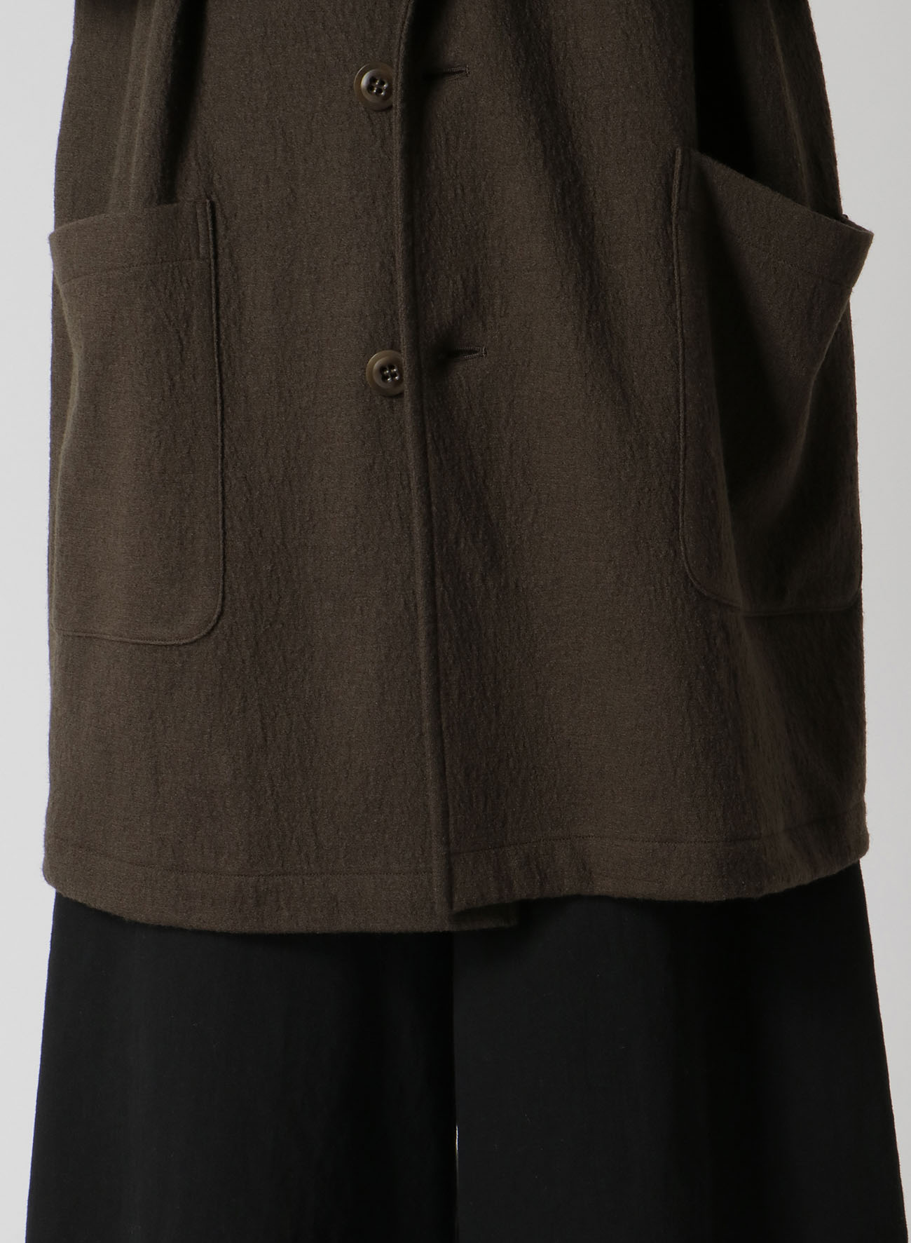 WOOL JERSEY HOODED COAT(S Khaki): Y's｜THE SHOP YOHJI YAMAMOTO