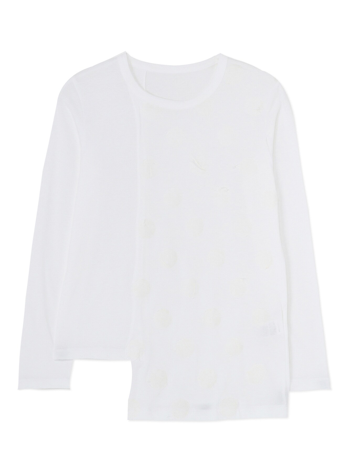 COTTON JERSEY LONG SLEEVE PANEL T-SHIRT(S Off White): Y's｜THE