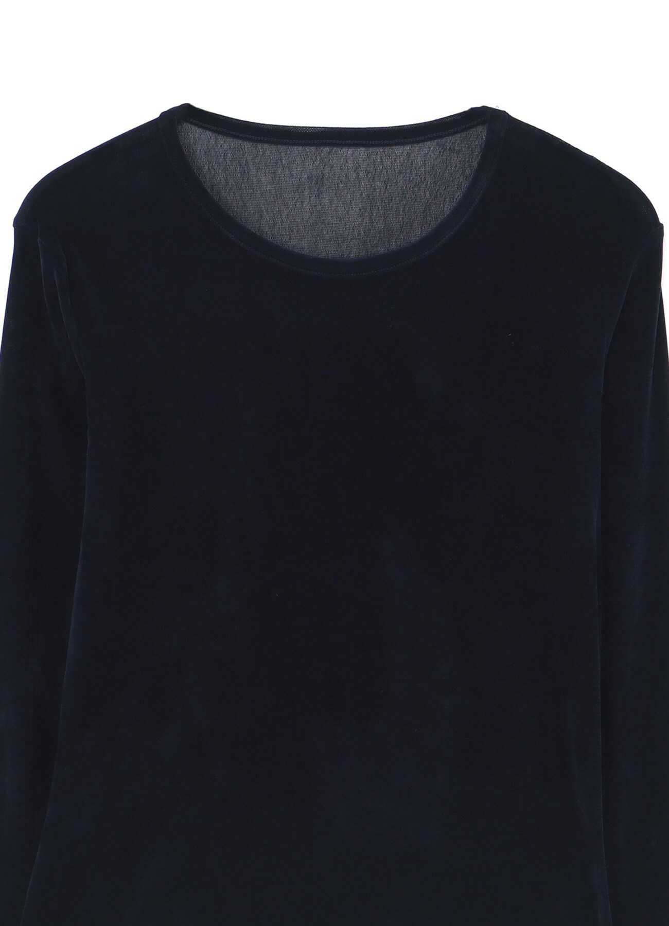 POLYESTER TULLE ROUND NECK LONG SLEEVE T-SHIRT