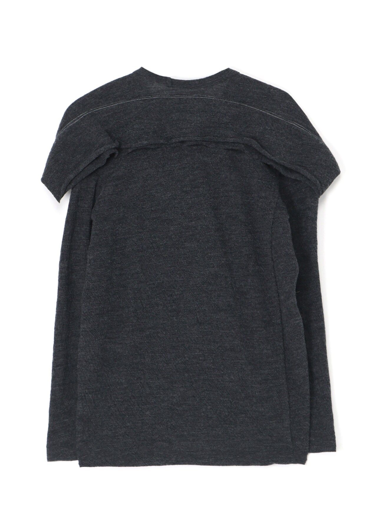 WOOL FELT ROUND NECK LONG SLEEVE T-SHIRT(S Charcoal): Y's｜THE