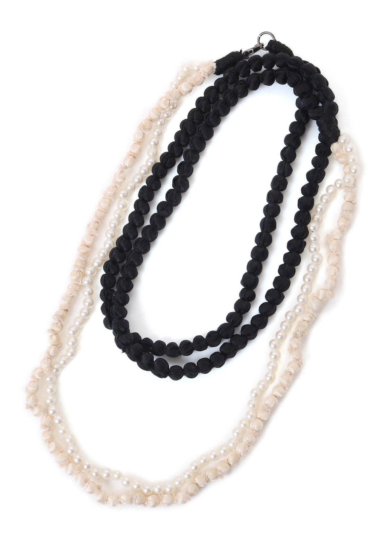 DOUBLE CHAIN SILK BALL CHAIN NECKLACE