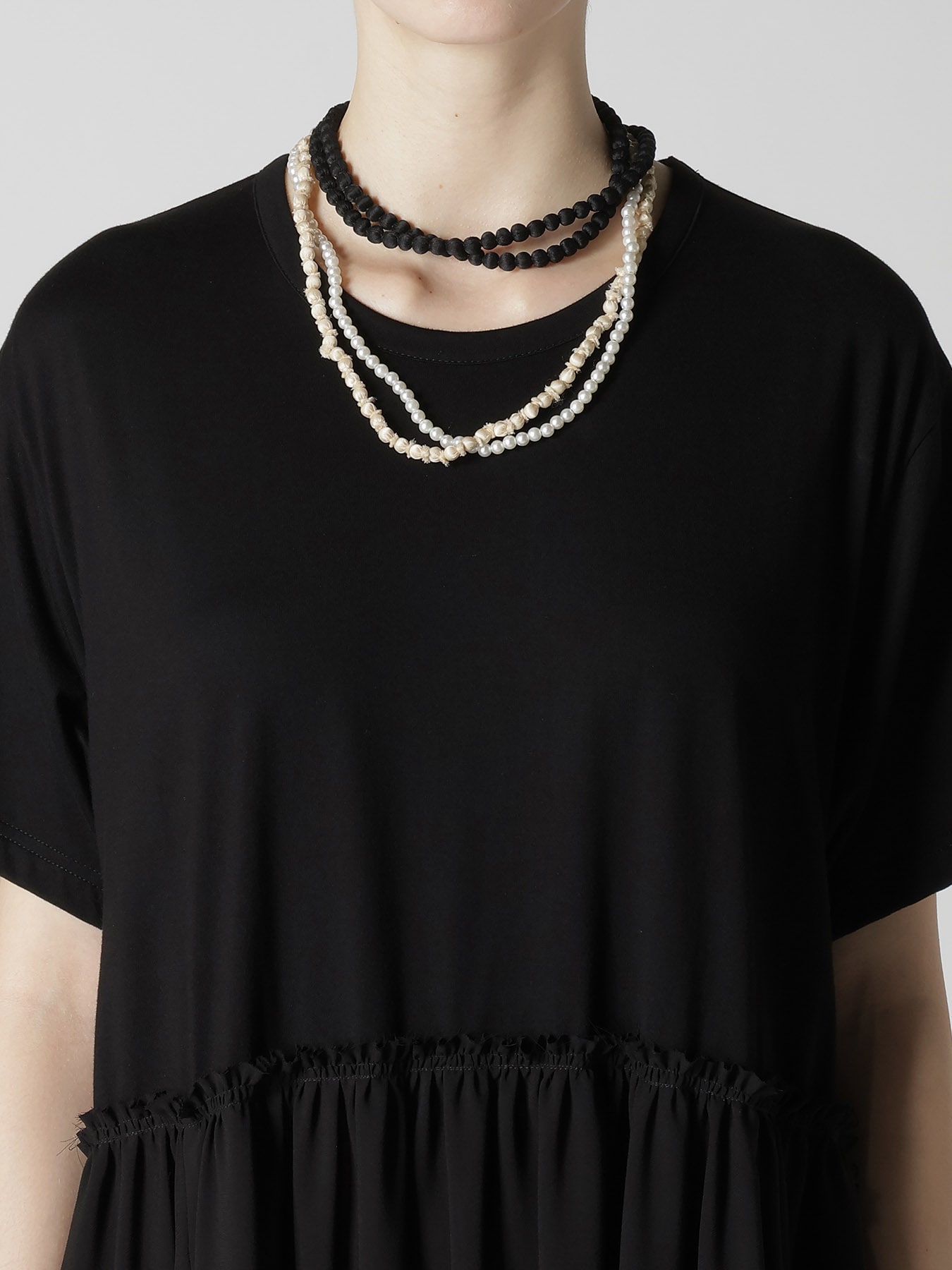 DOUBLE CHAIN SILK BALL CHAIN NECKLACE