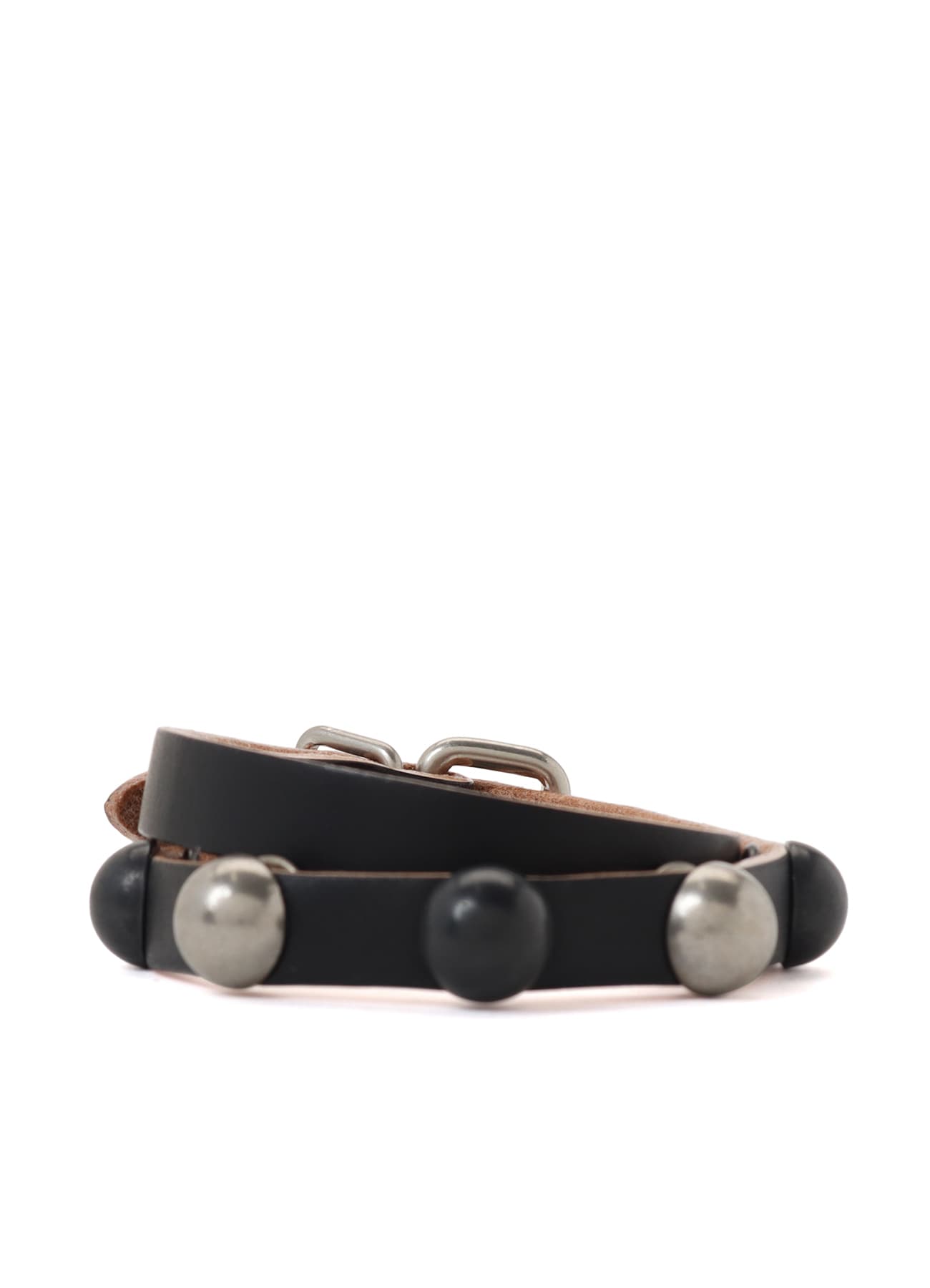 SEMIGLOSS LEATHER STUDS DOUBLE BRACELET