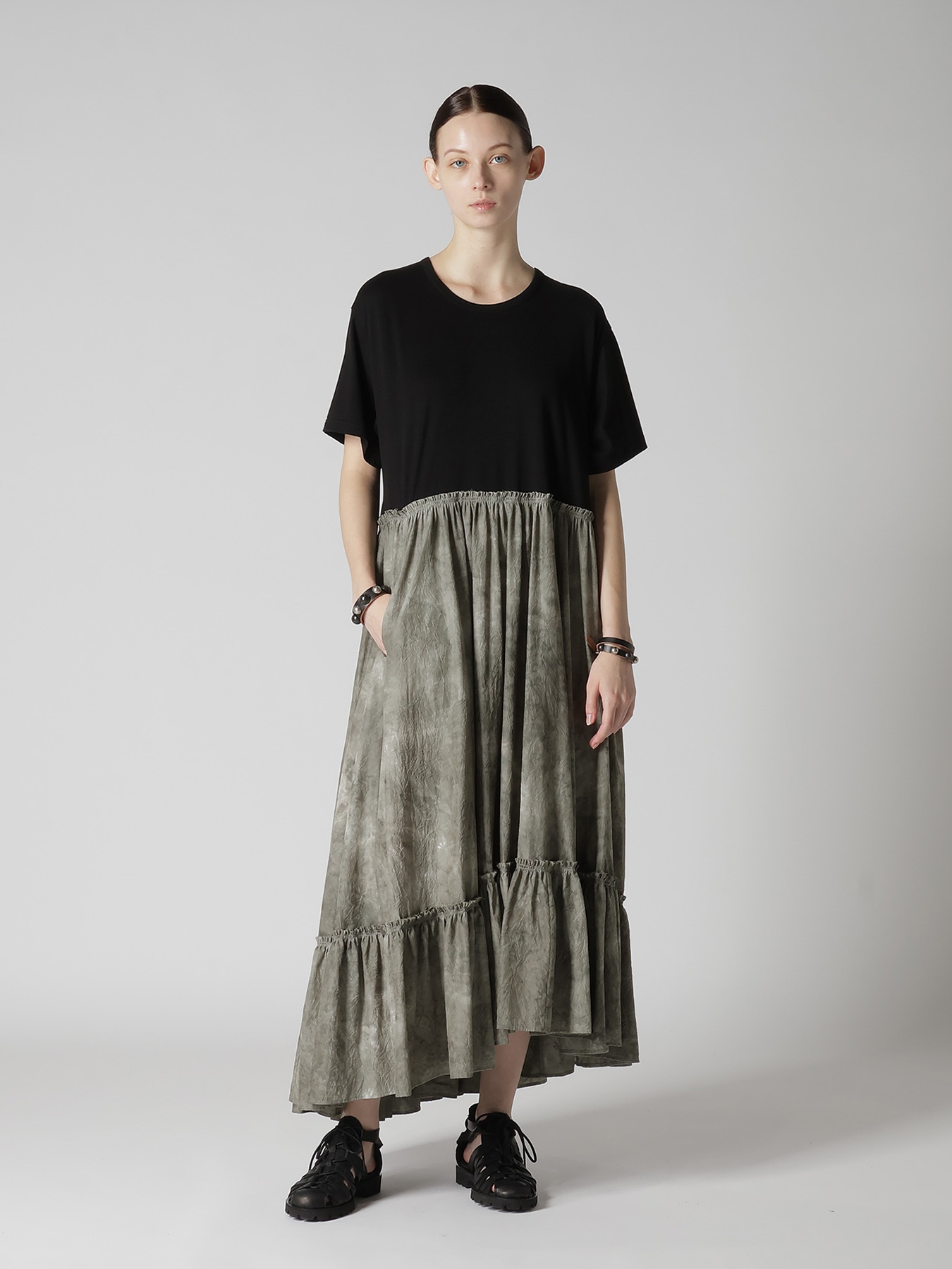 SEMIGLOSS LEATHER STUDS DOUBLE BRACELET