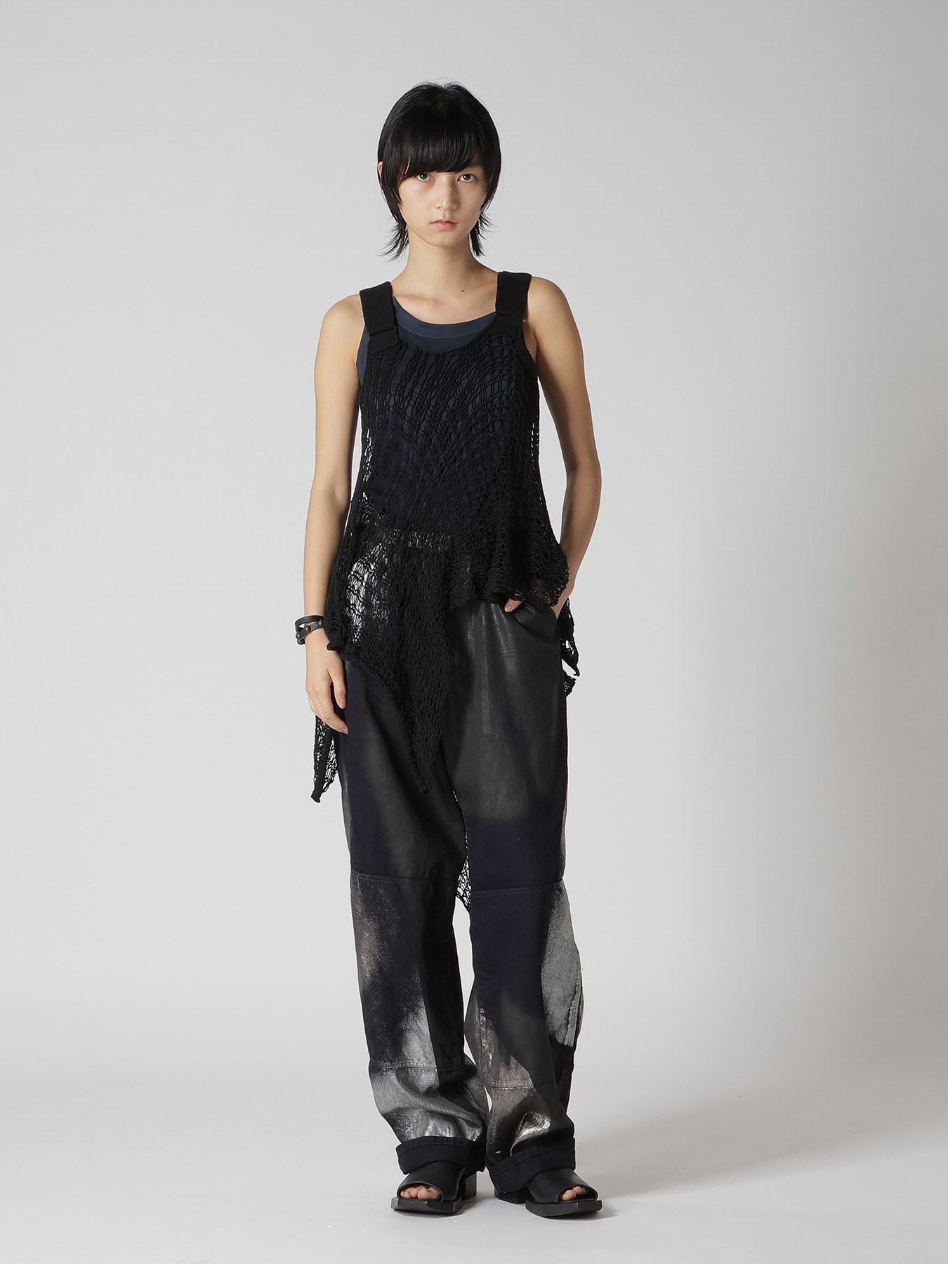 SEMIGLOSS LEATHER STUDS DOUBLE BRACELET