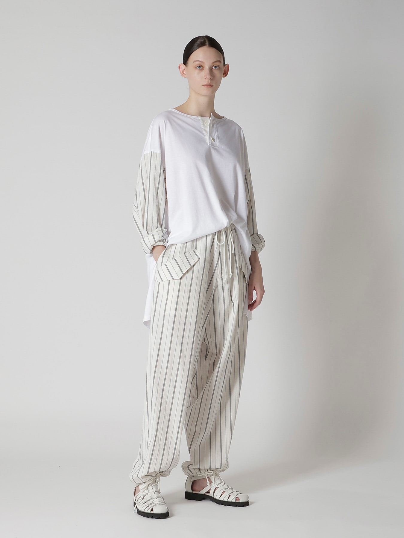 COMBINATION HENLEY NECK BLOUSE