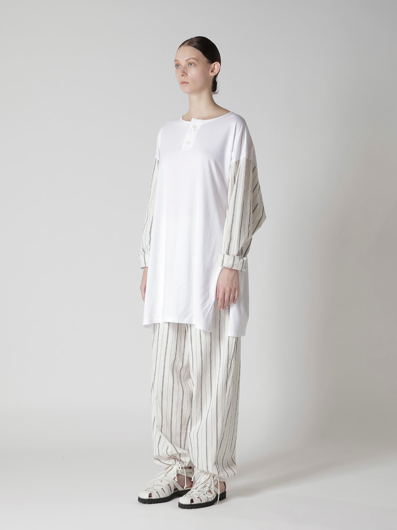 COMBINATION HENLEY NECK BLOUSE