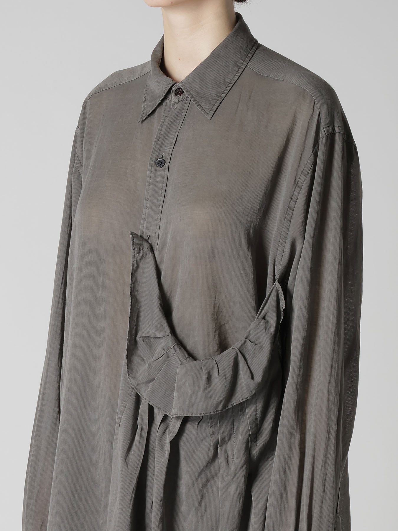 CUPRO/COTTON GARMENT DYED LEFT SIDE TUCK SHIRT