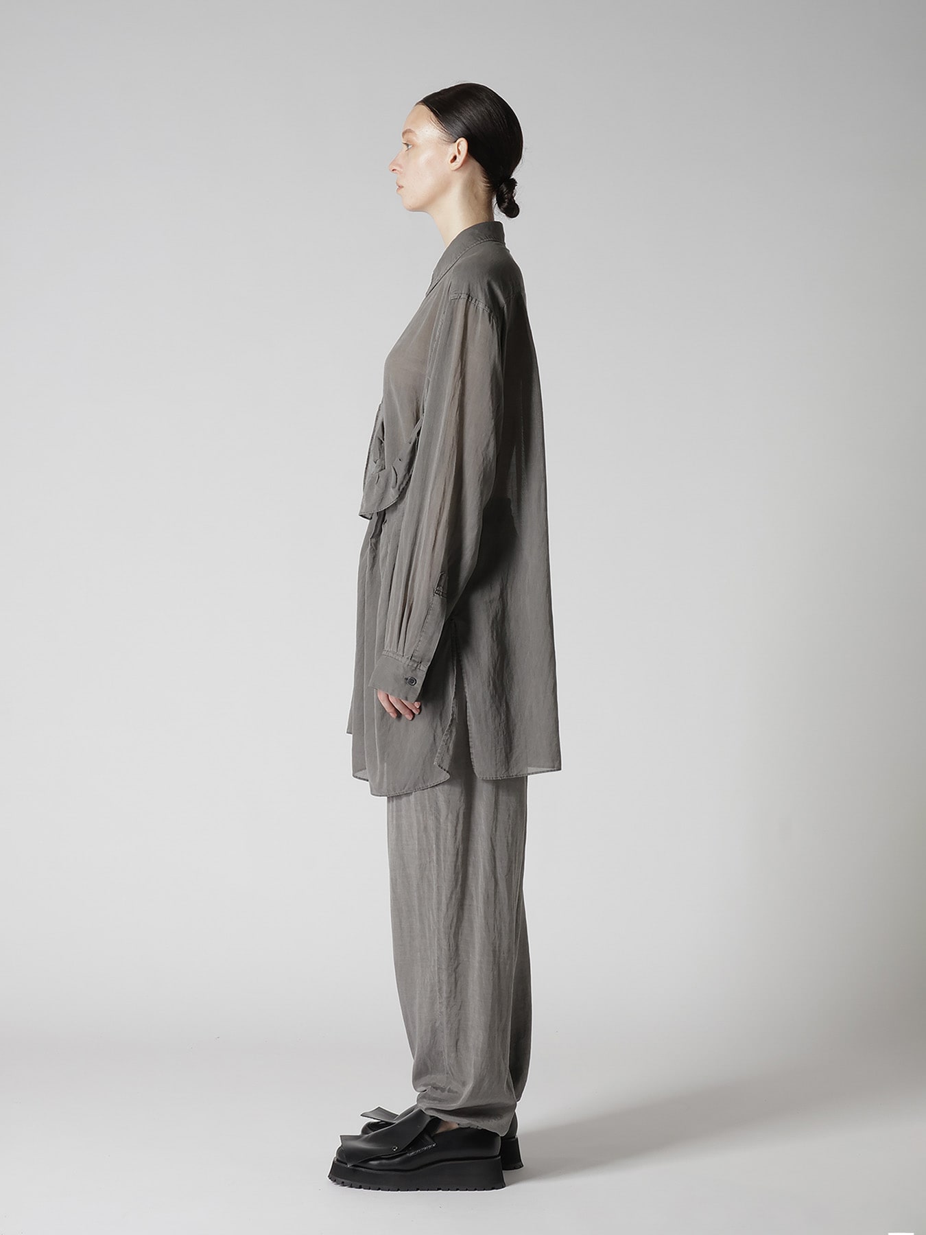 CUPRO/COTTON GARMENT DYED LEFT SIDE TUCK SHIRT