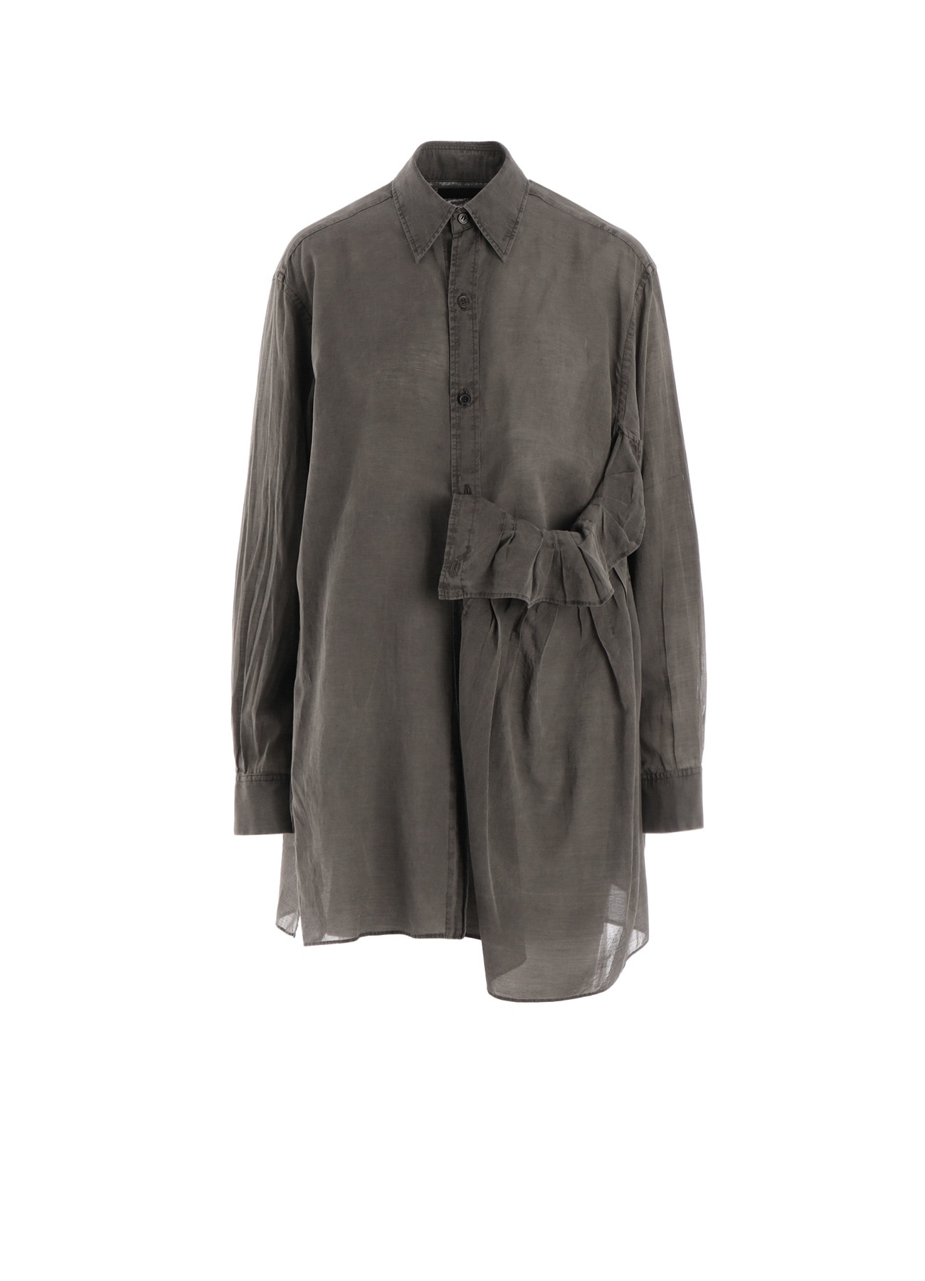 CUPRO/COTTON GARMENT DYED LEFT SIDE TUCK SHIRT