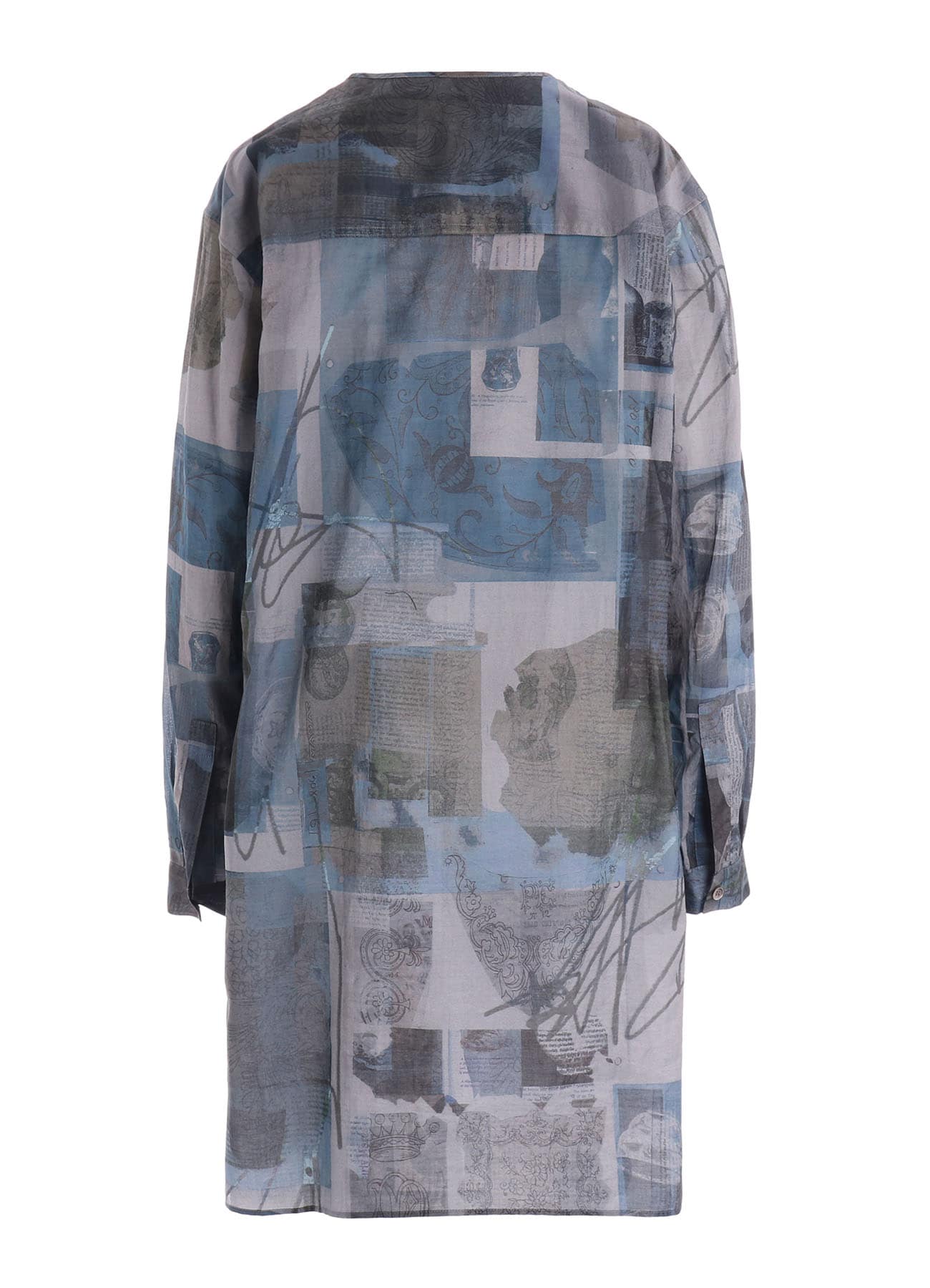 COTTON LAWN VASE COLLAGE PRINT DRAW STRING BLOUSE