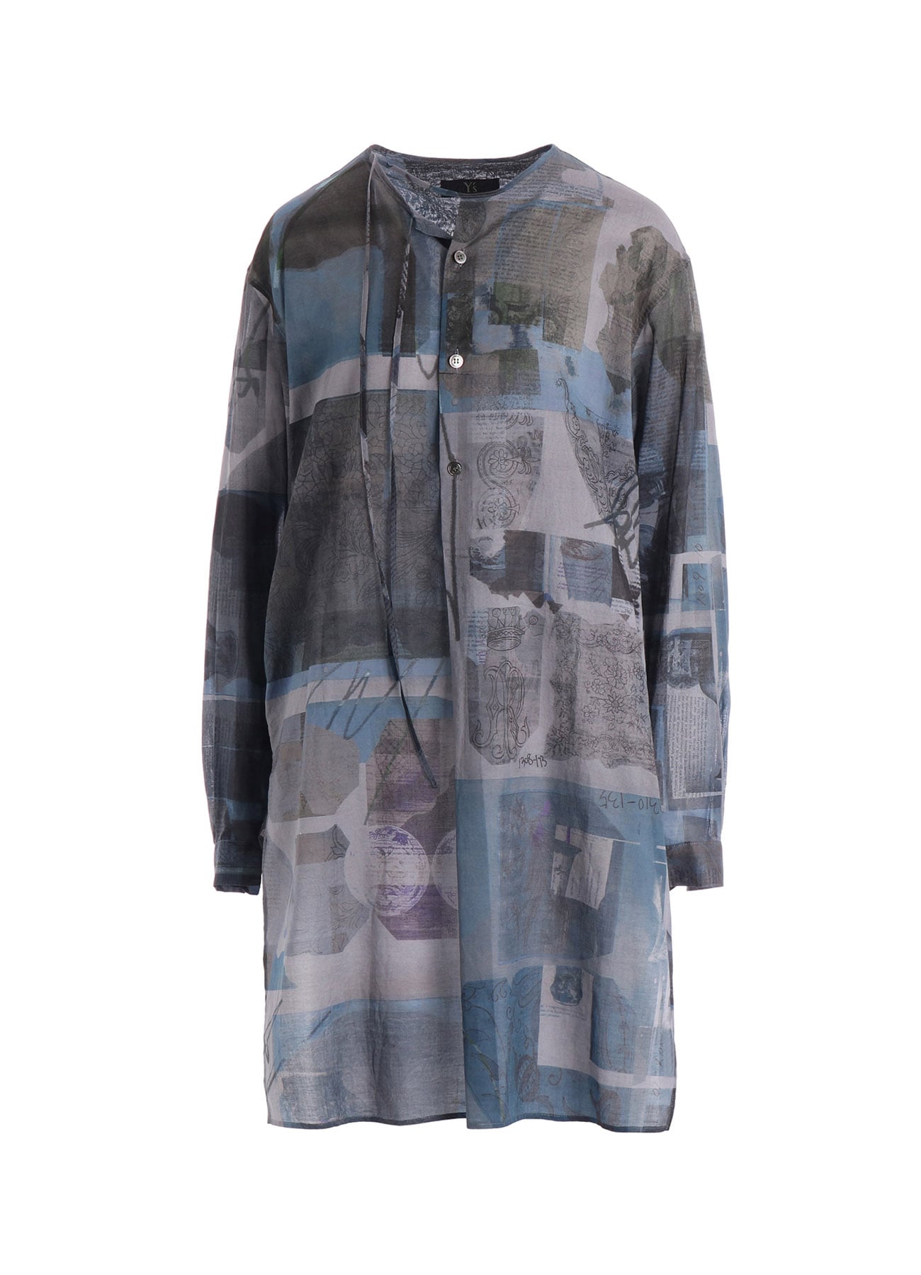 COTTON LAWN VASE COLLAGE PRINT DRAW STRING BLOUSE