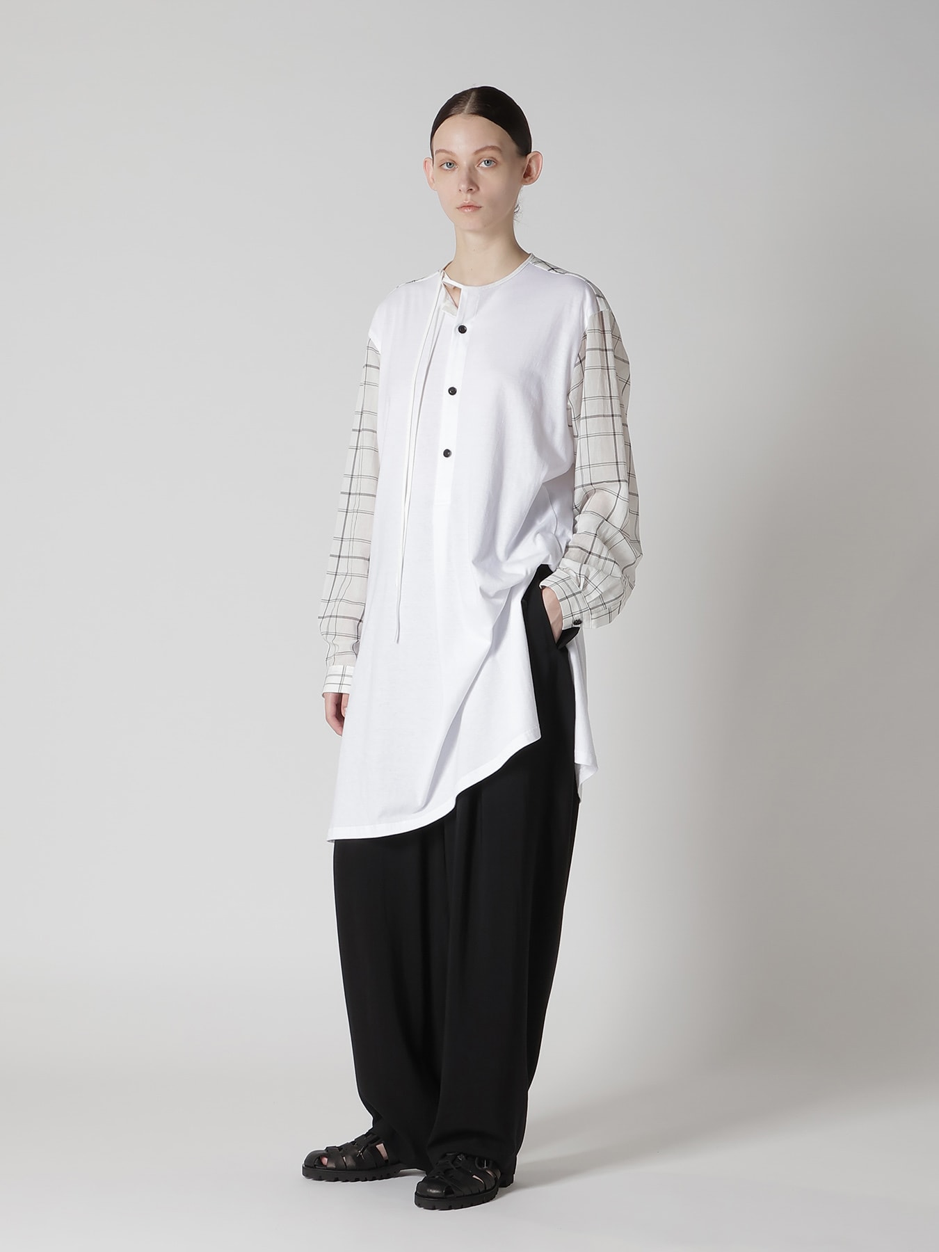ORGANIC COTTON PLAID BLOUSE