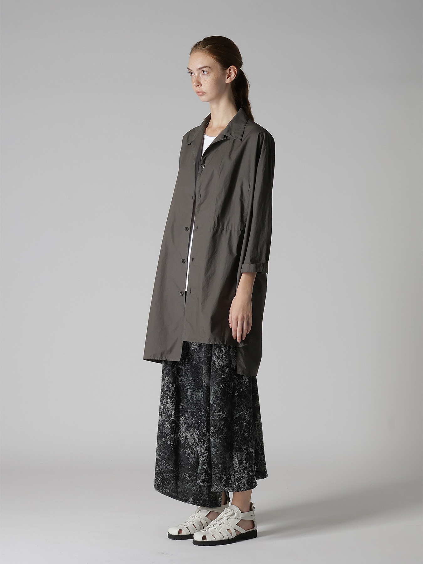 COTTON TYPEWRITER 3/4 SLEEVE BLOUSE