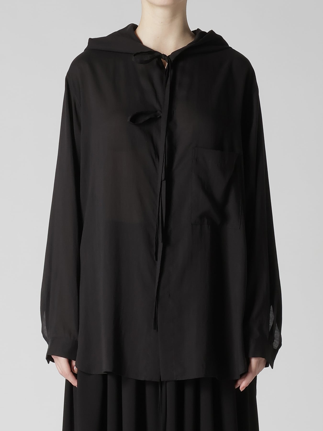 CELLULOSE LAWN HOODED BLOUSE