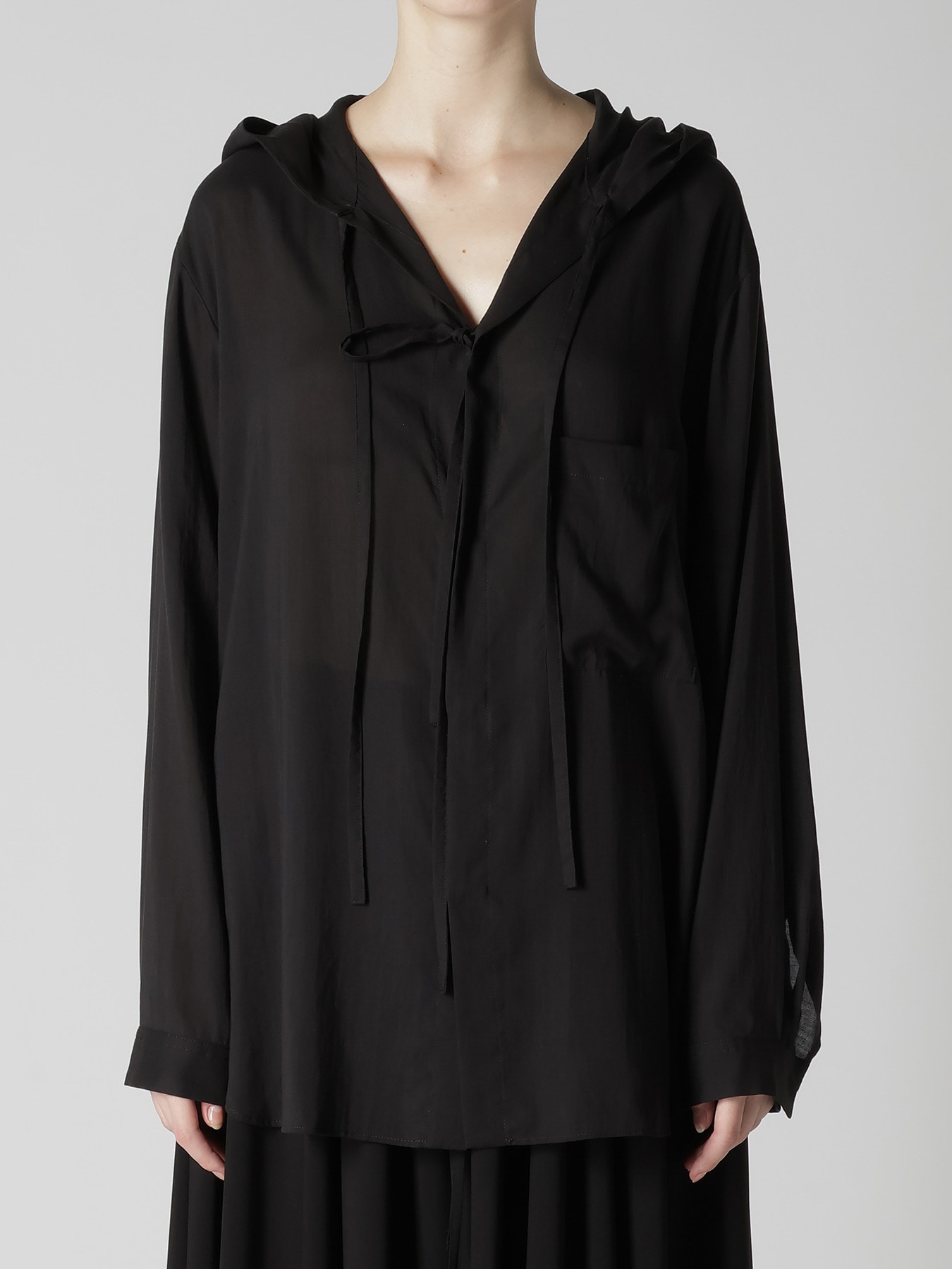 CELLULOSE LAWN HOODED BLOUSE