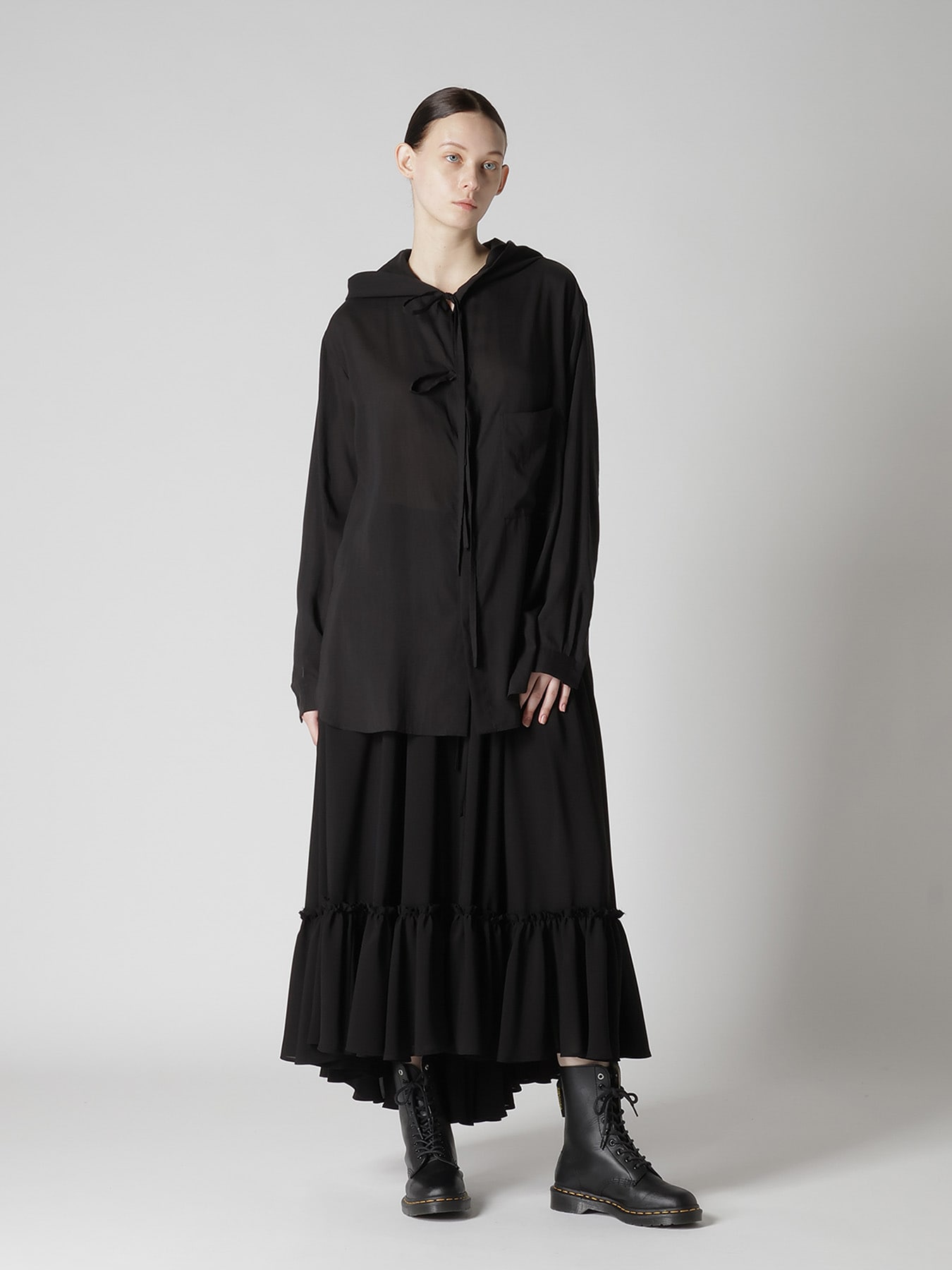 CELLULOSE LAWN HOODED BLOUSE