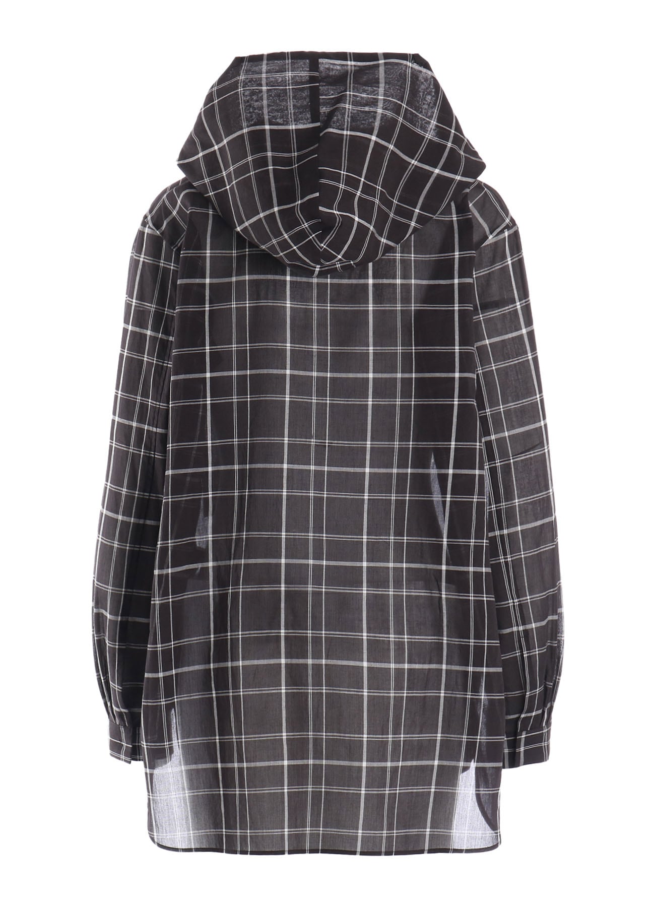 ORGANIC COTTON PLAID HOODED BLOUSE