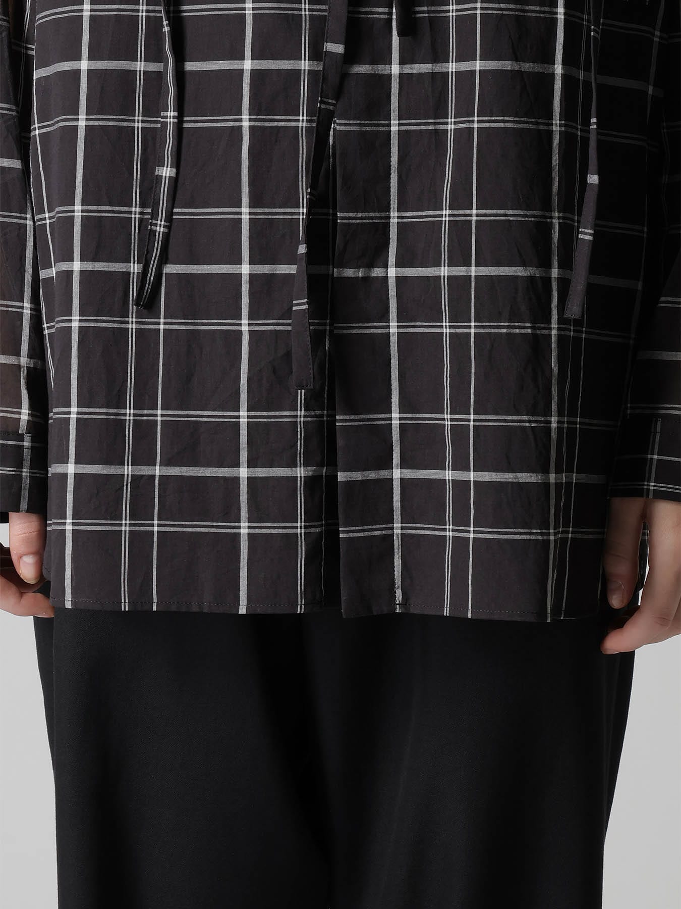 ORGANIC COTTON PLAID HOODED BLOUSE