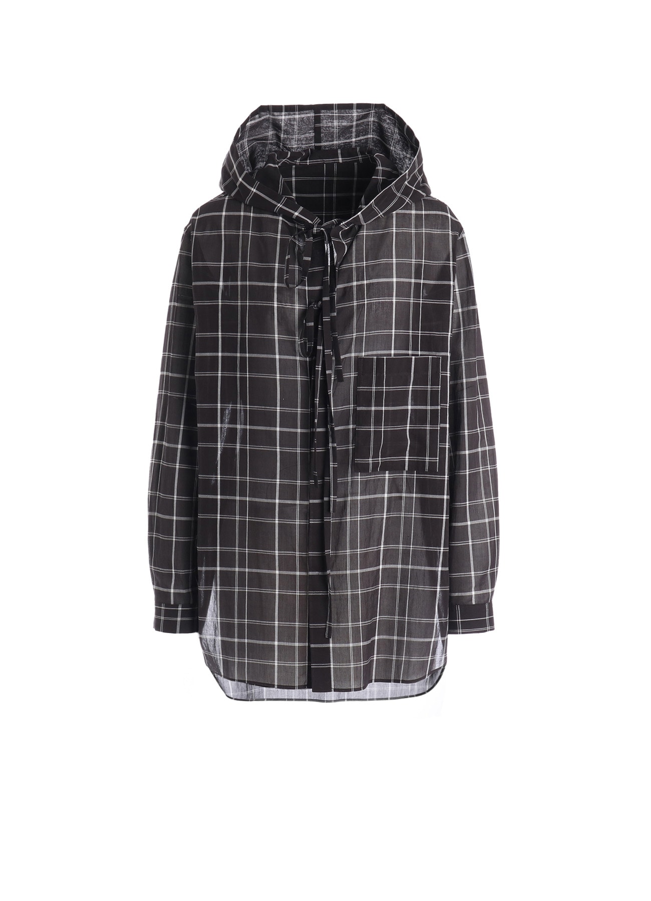 ORGANIC COTTON PLAID HOODED BLOUSE