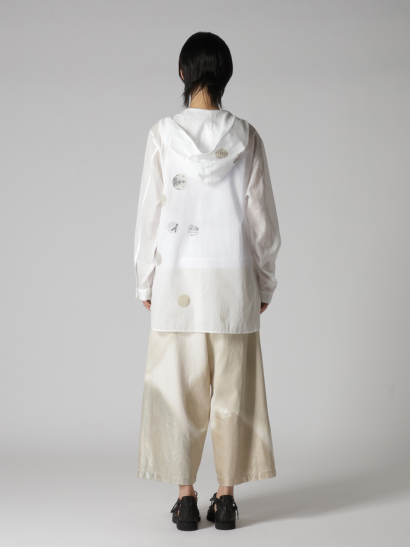 COTTON LAWN ANGEL DOT PRINT HOODED BLOUSE