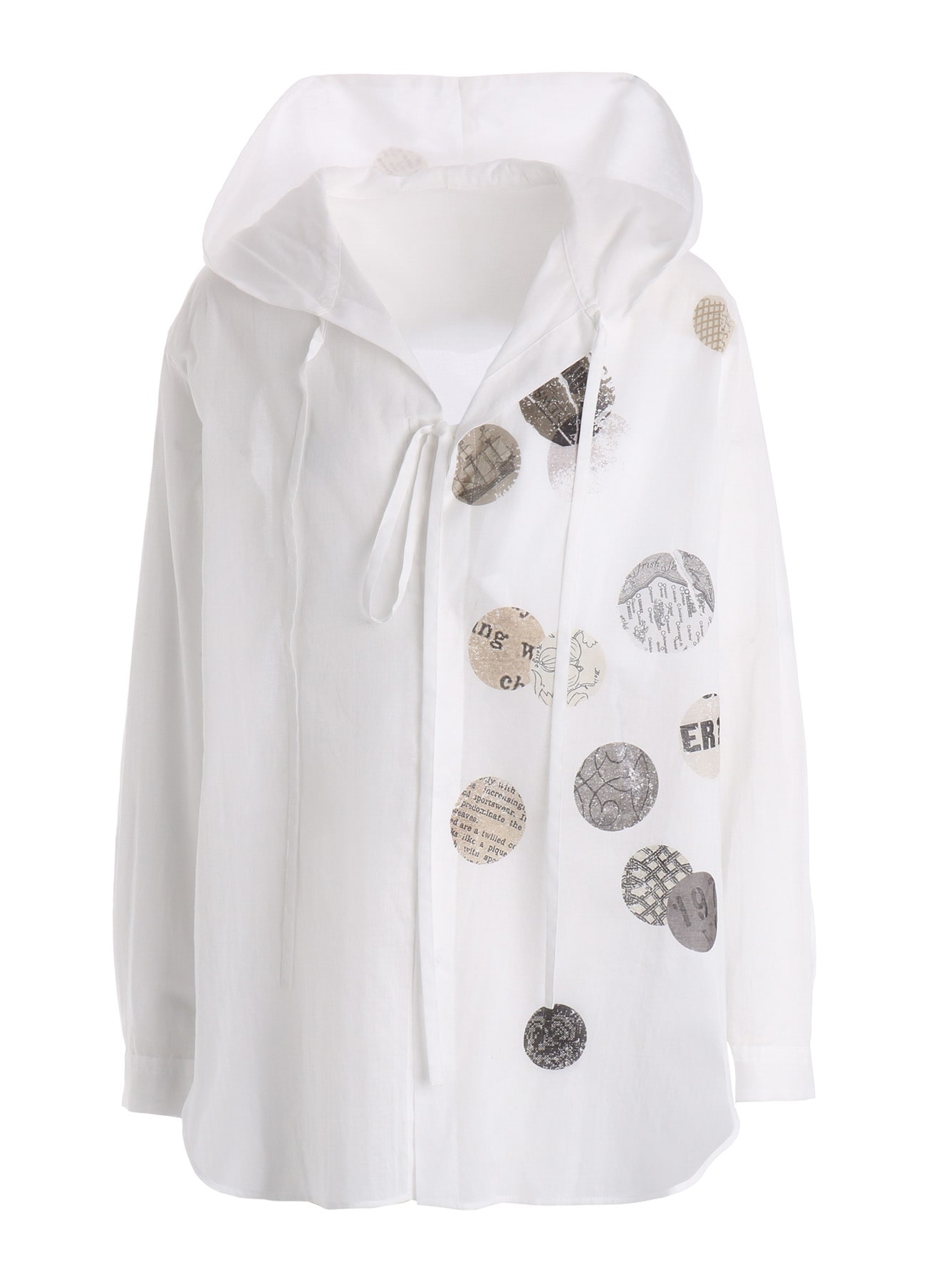 COTTON LAWN ANGEL DOT PRINT HOODED BLOUSE