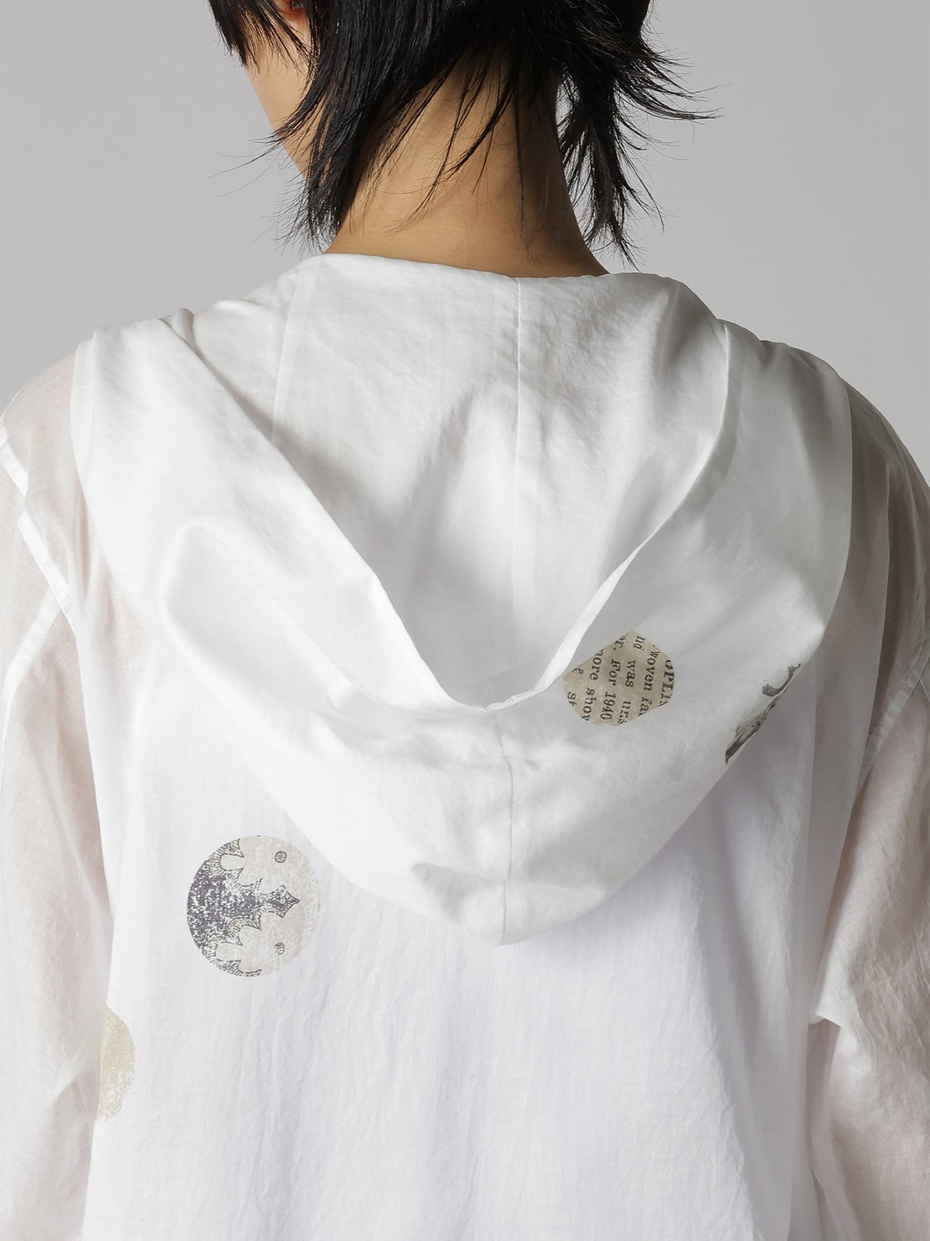 COTTON LAWN ANGEL DOT PRINT HOODED BLOUSE