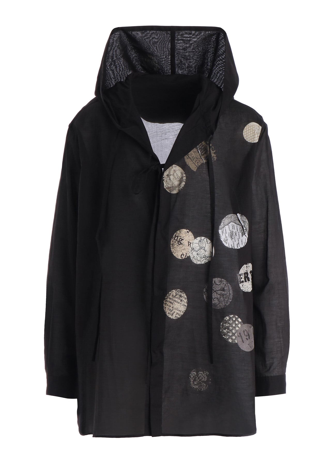 COTTON LAWN ANGEL DOT PRINT HOODED BLOUSE