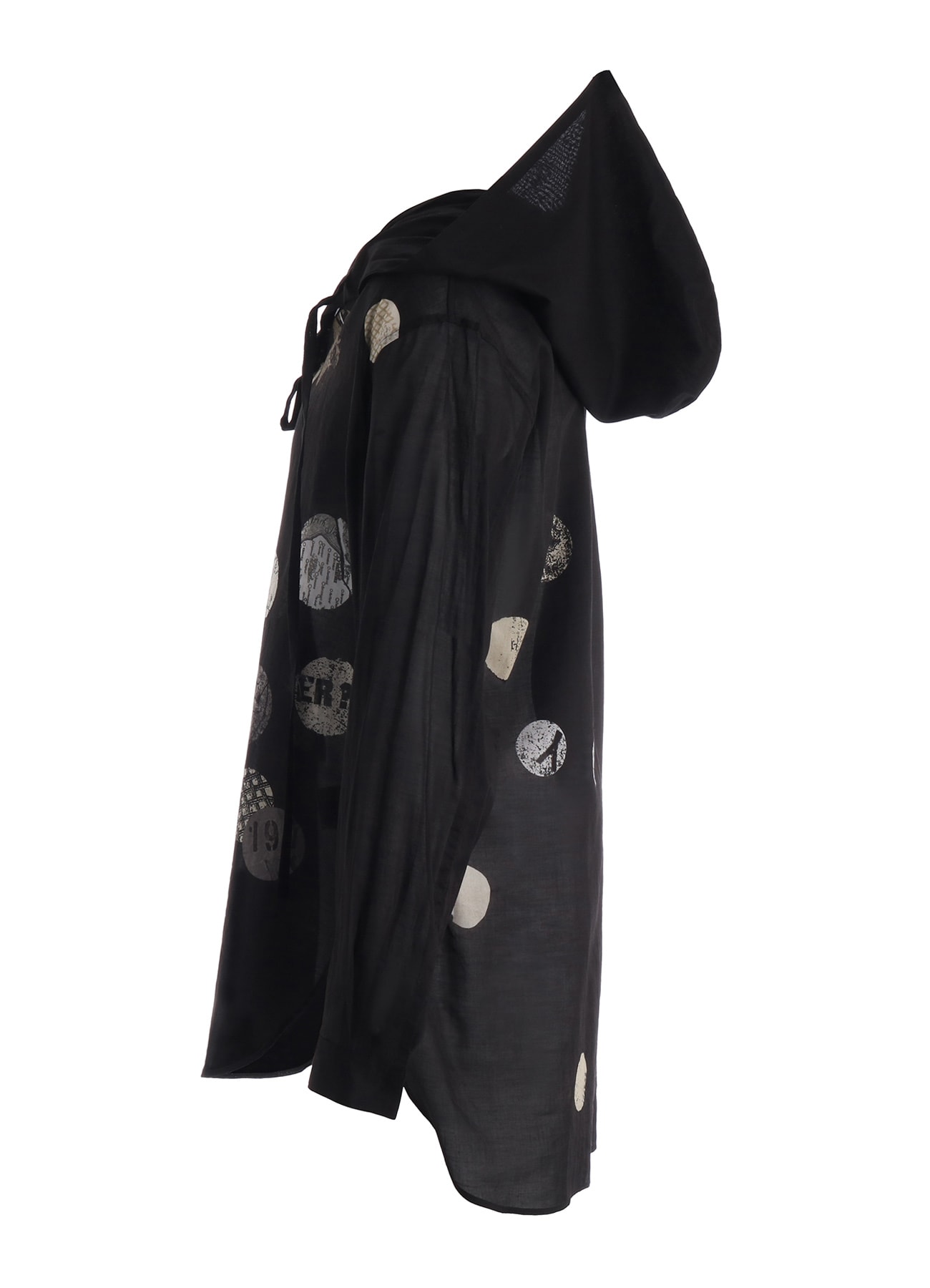 COTTON LAWN ANGEL DOT PRINT HOODED BLOUSE