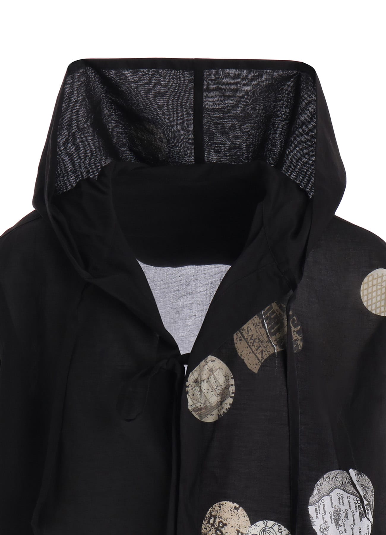 COTTON LAWN ANGEL DOT PRINT HOODED BLOUSE