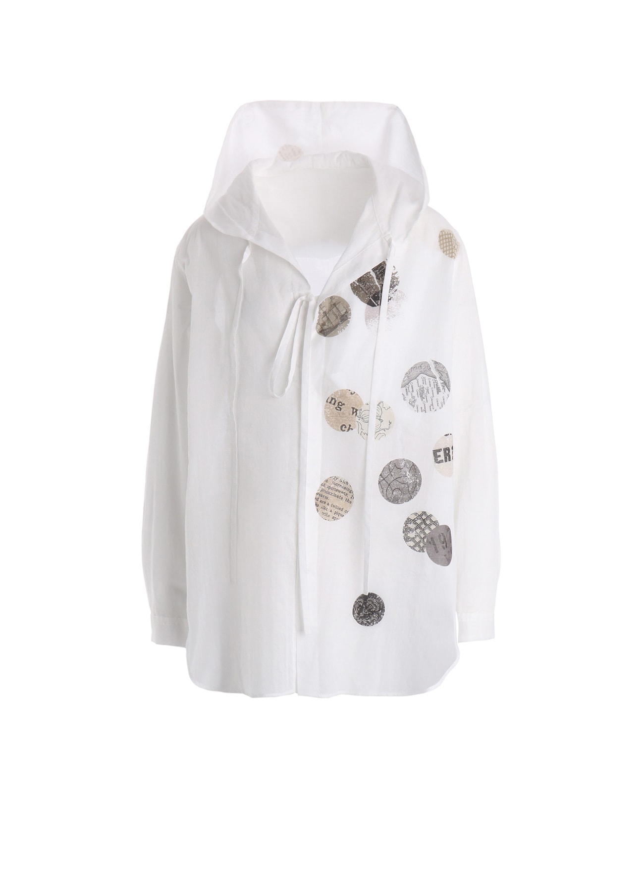 COTTON LAWN ANGEL DOT PRINT HOODED BLOUSE