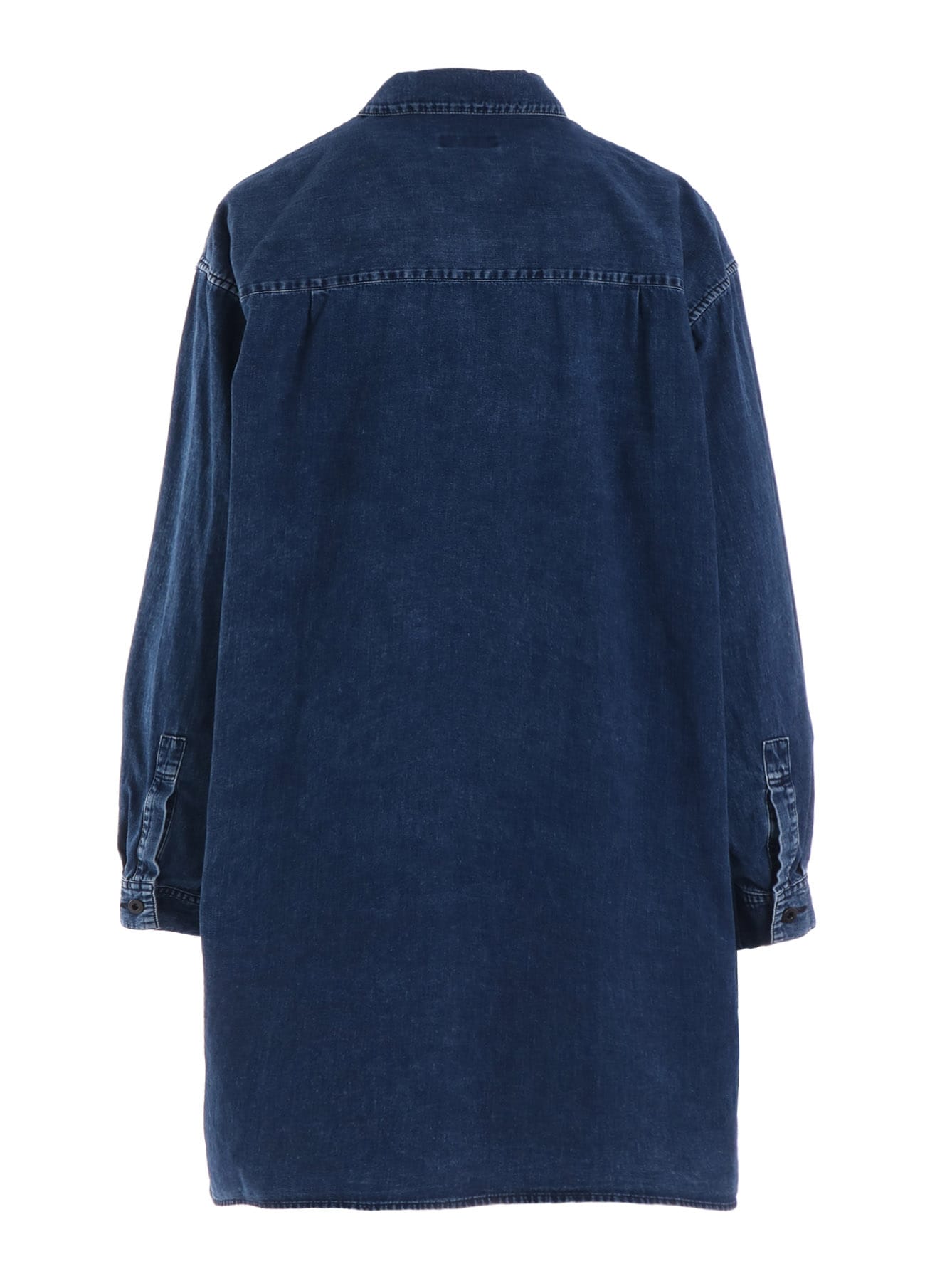 6OZ DENIM CHEMICAL WASH ASYMMETRIC BIG BLOUSE