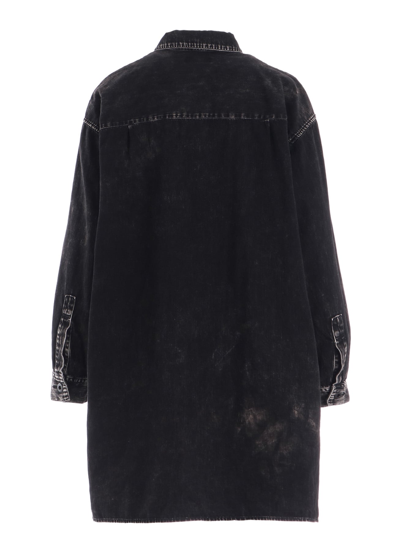 6OZ DENIM CHEMICAL WASH ASYMMETRIC BIG BLOUSE