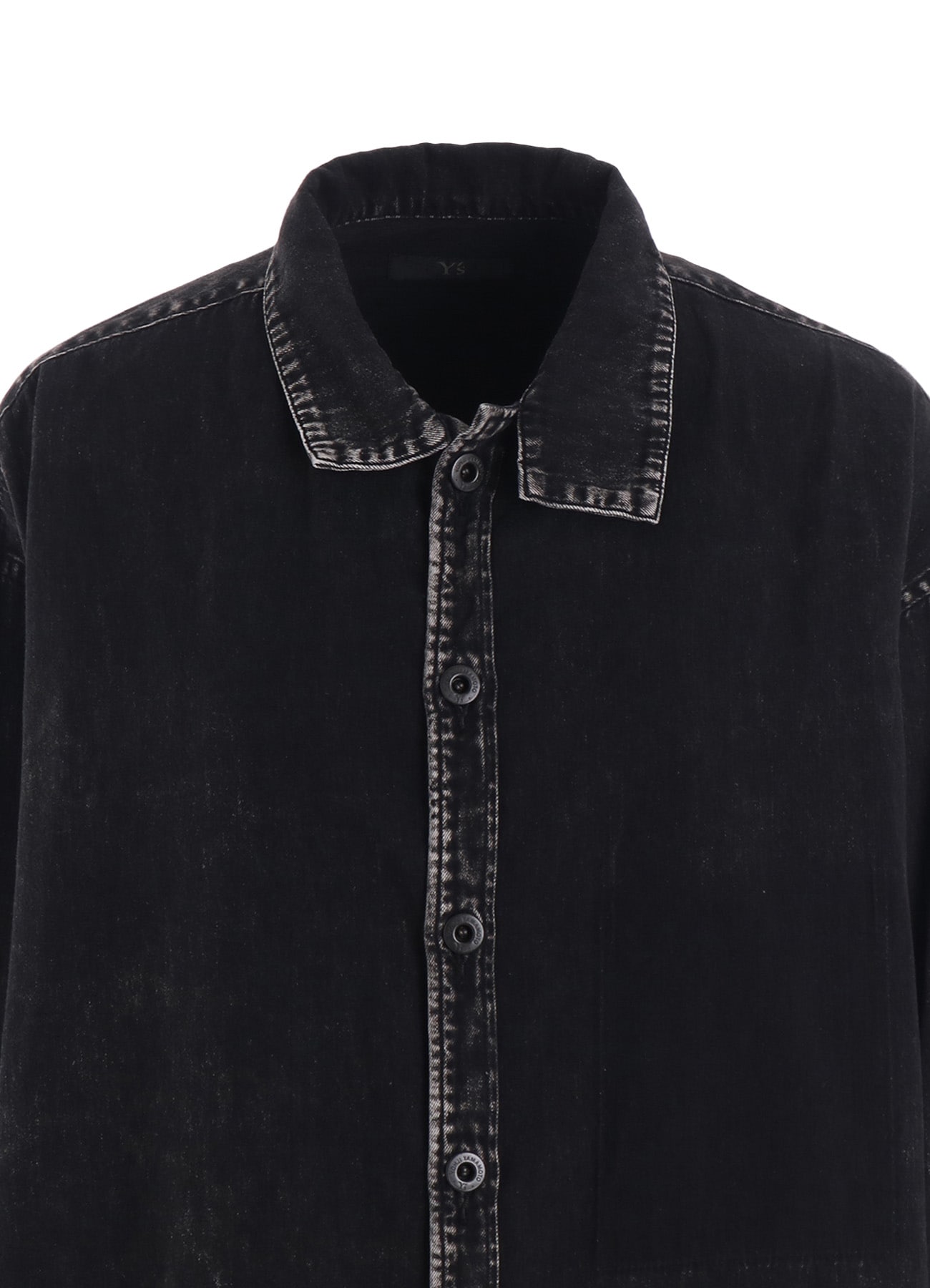 6OZ DENIM CHEMICAL WASH ASYMMETRIC BIG BLOUSE