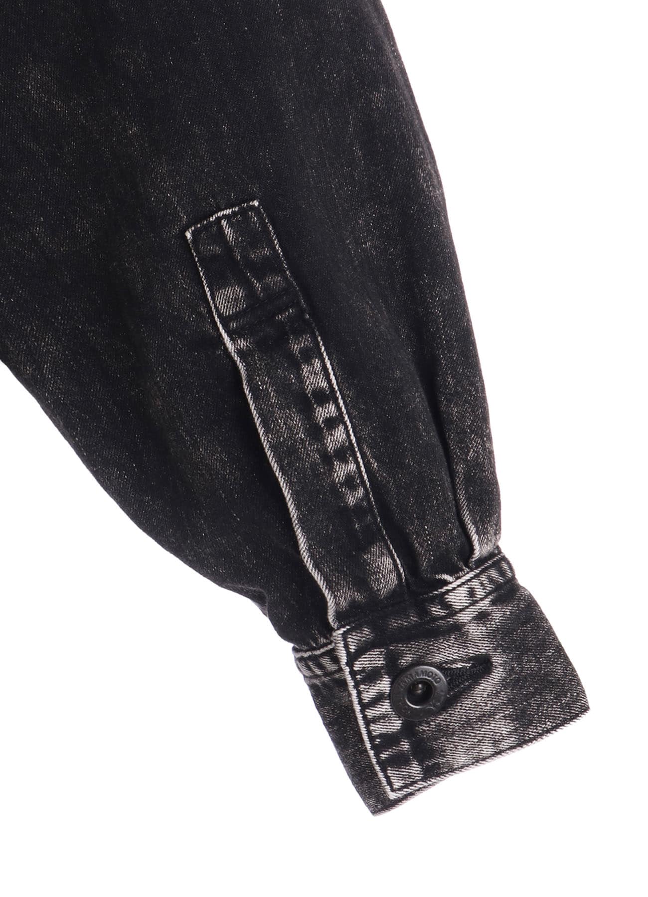 6OZ DENIM CHEMICAL WASH ASYMMETRIC BIG BLOUSE