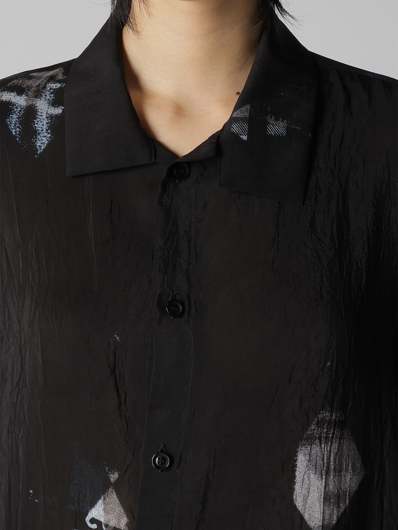 DIAMOND PATTERN CUPRO OVERSIZED BLOUSE