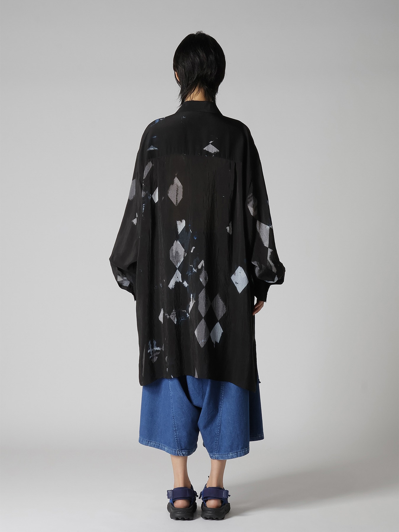 DIAMOND PATTERN CUPRO OVERSIZED BLOUSE