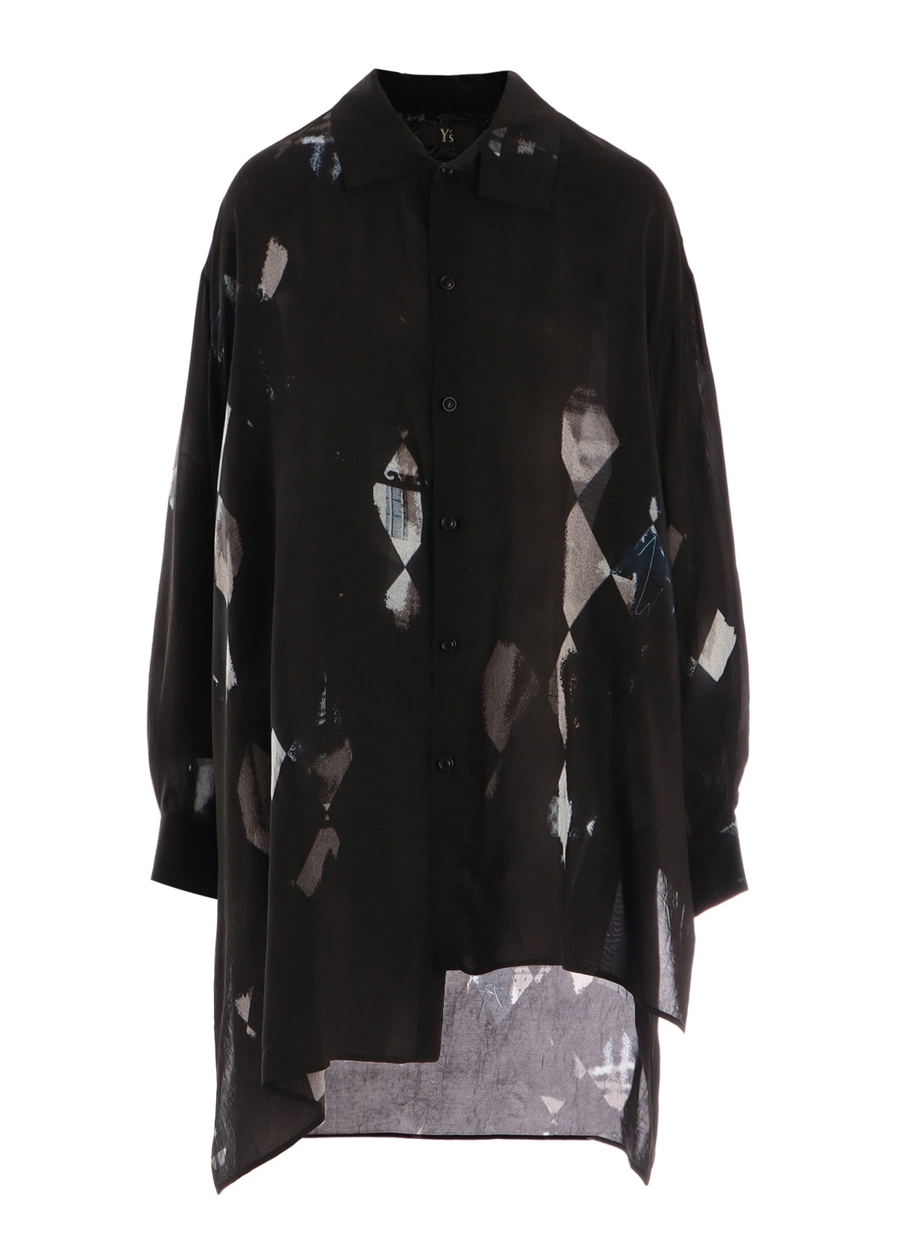 DIAMOND PATTERN CUPRO OVERSIZED BLOUSE