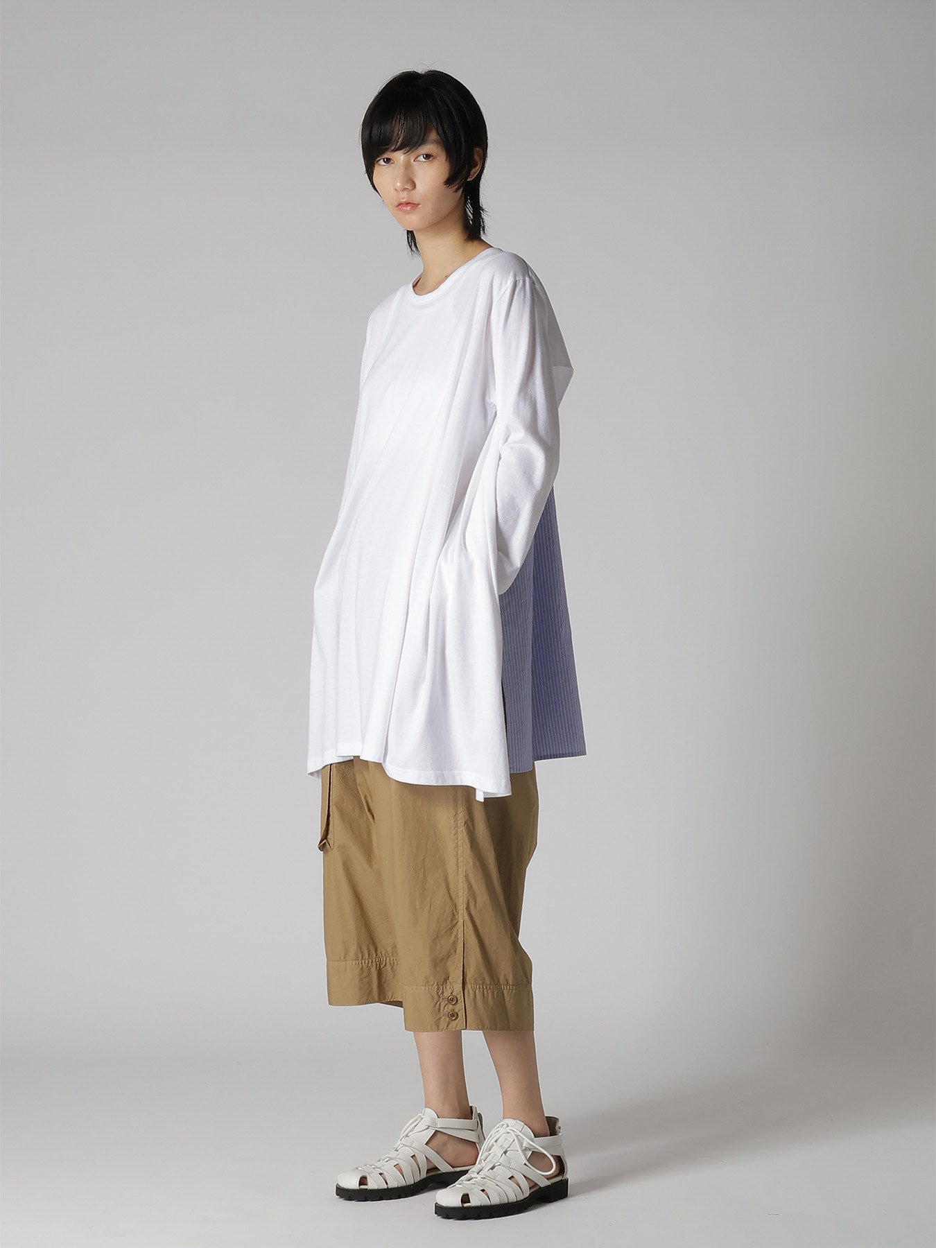 COTTON COMBINATION LONG SLEEVE BLOUSE