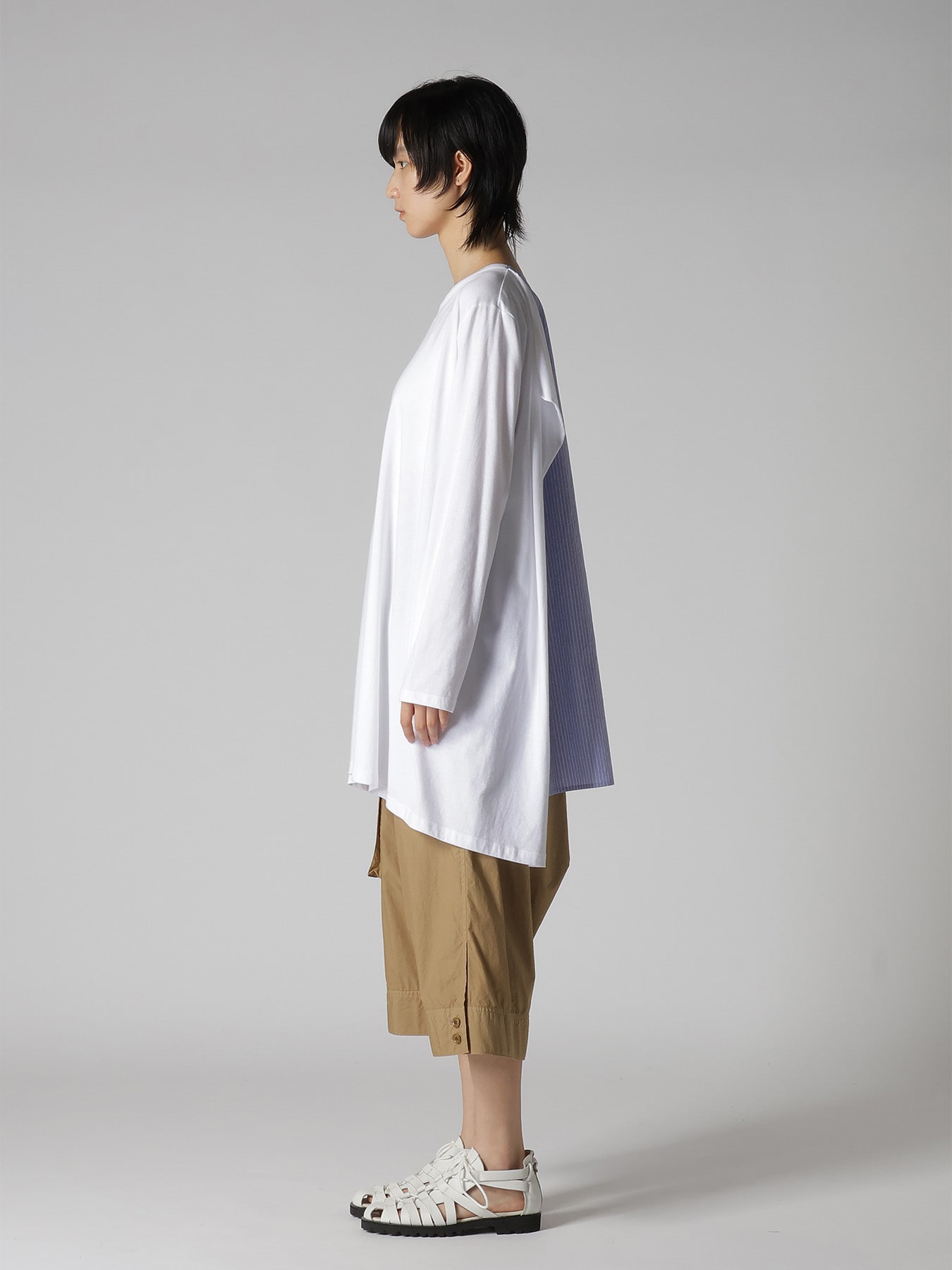COTTON COMBINATION LONG SLEEVE BLOUSE